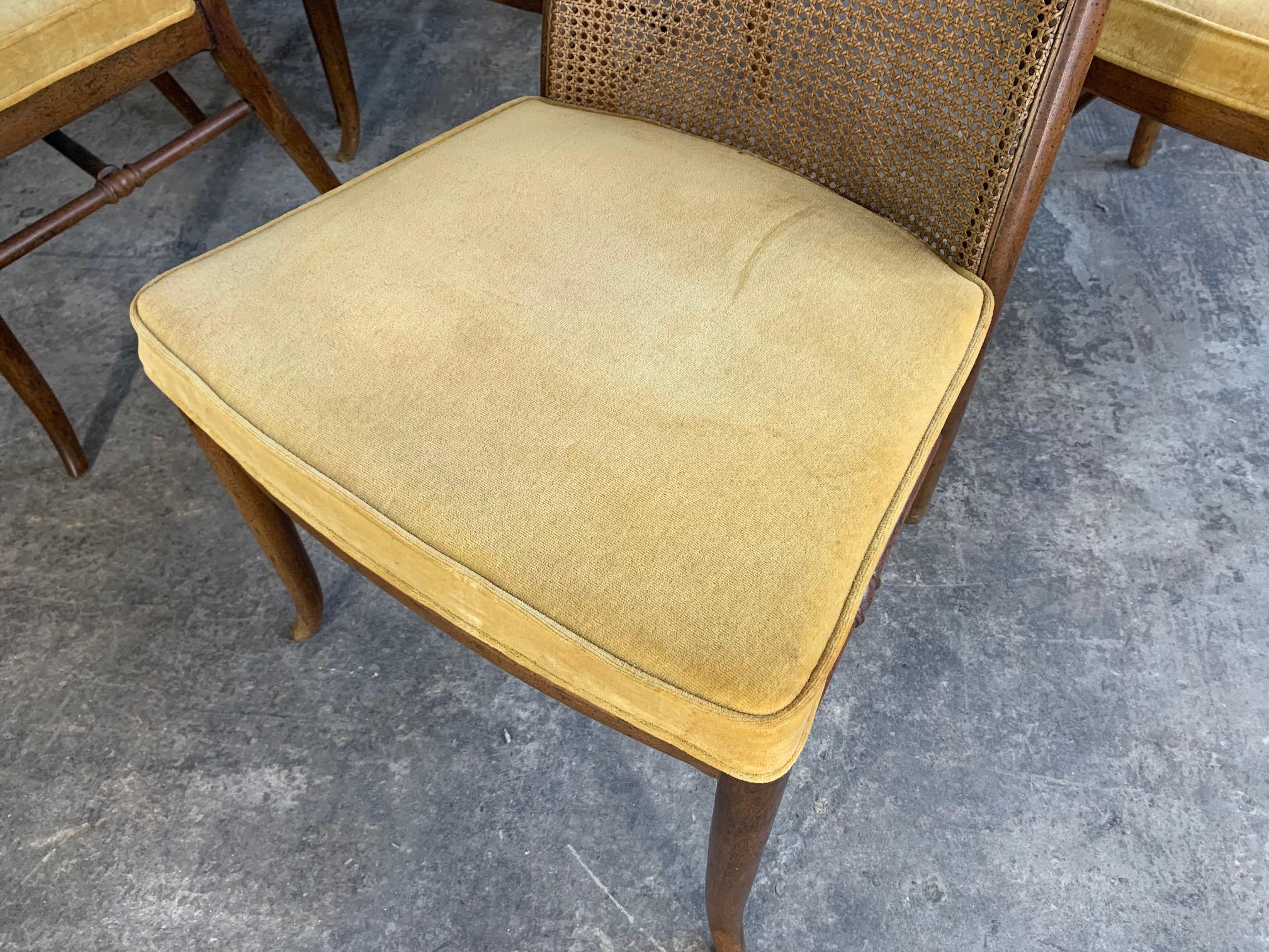 Mid-Century Modern Midcentury High Back Cane Dining Chairs by Drexel