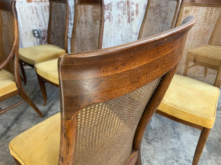 Midcentury High Back Cane Dining Chairs by Drexel at 1stDibs