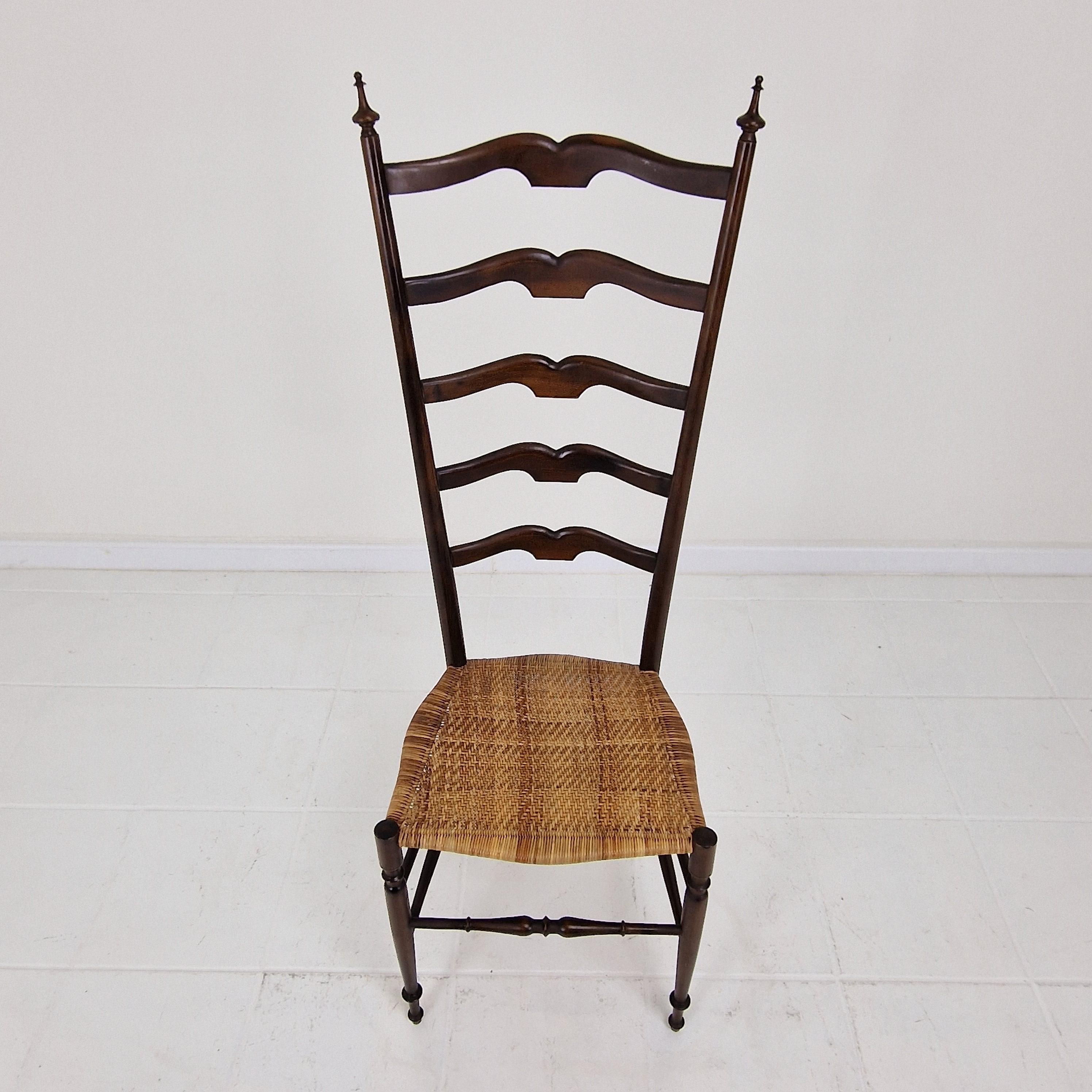 Mid Century High Back Chiavari Ladder Chair, Italy 1950's For Sale 2