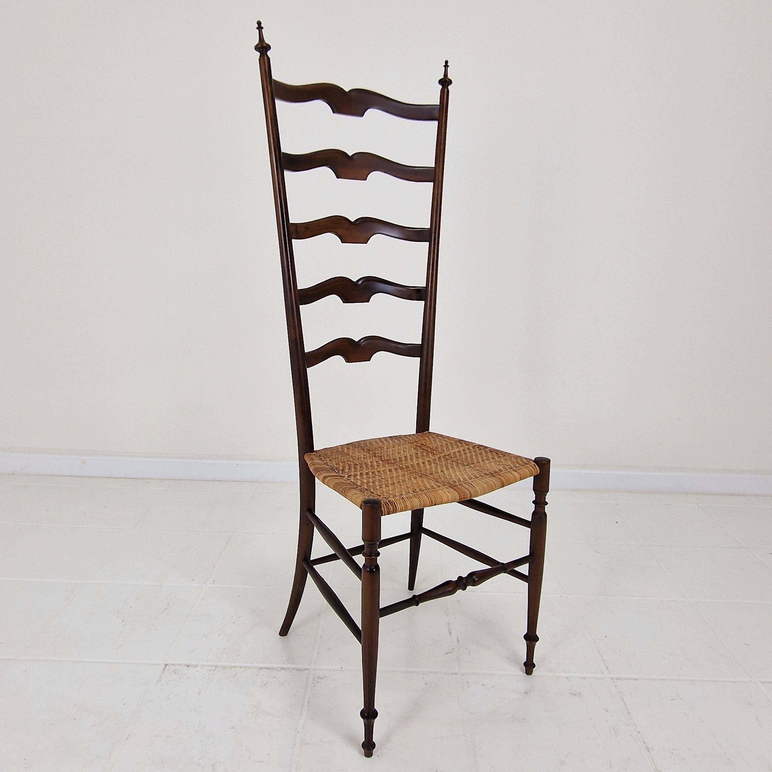 Mid Century High Back Chiavari Ladder Chair, Italy 1950's In Good Condition For Sale In Oud Beijerland, NL