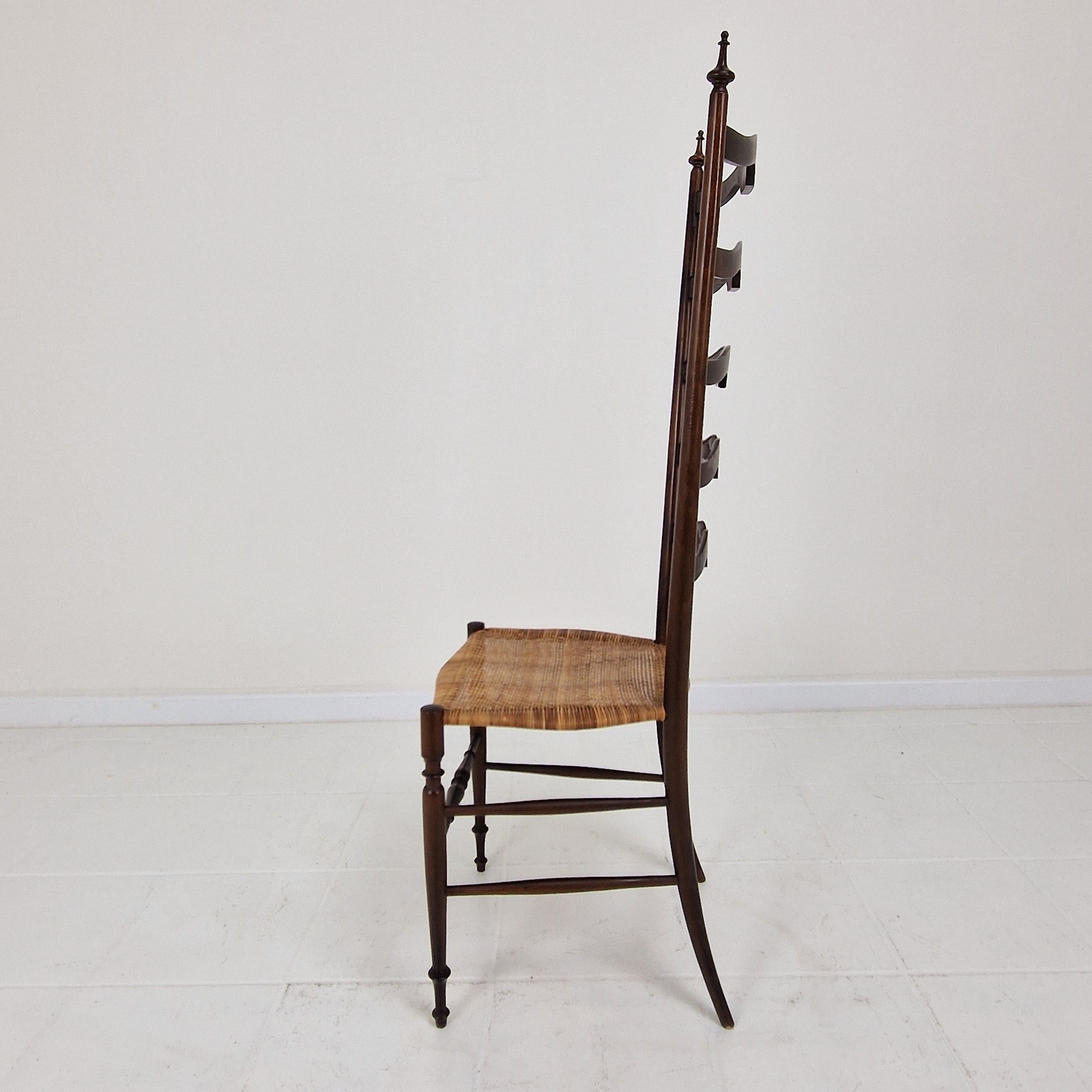 Mid-20th Century Mid Century High Back Chiavari Ladder Chair, Italy 1950's For Sale