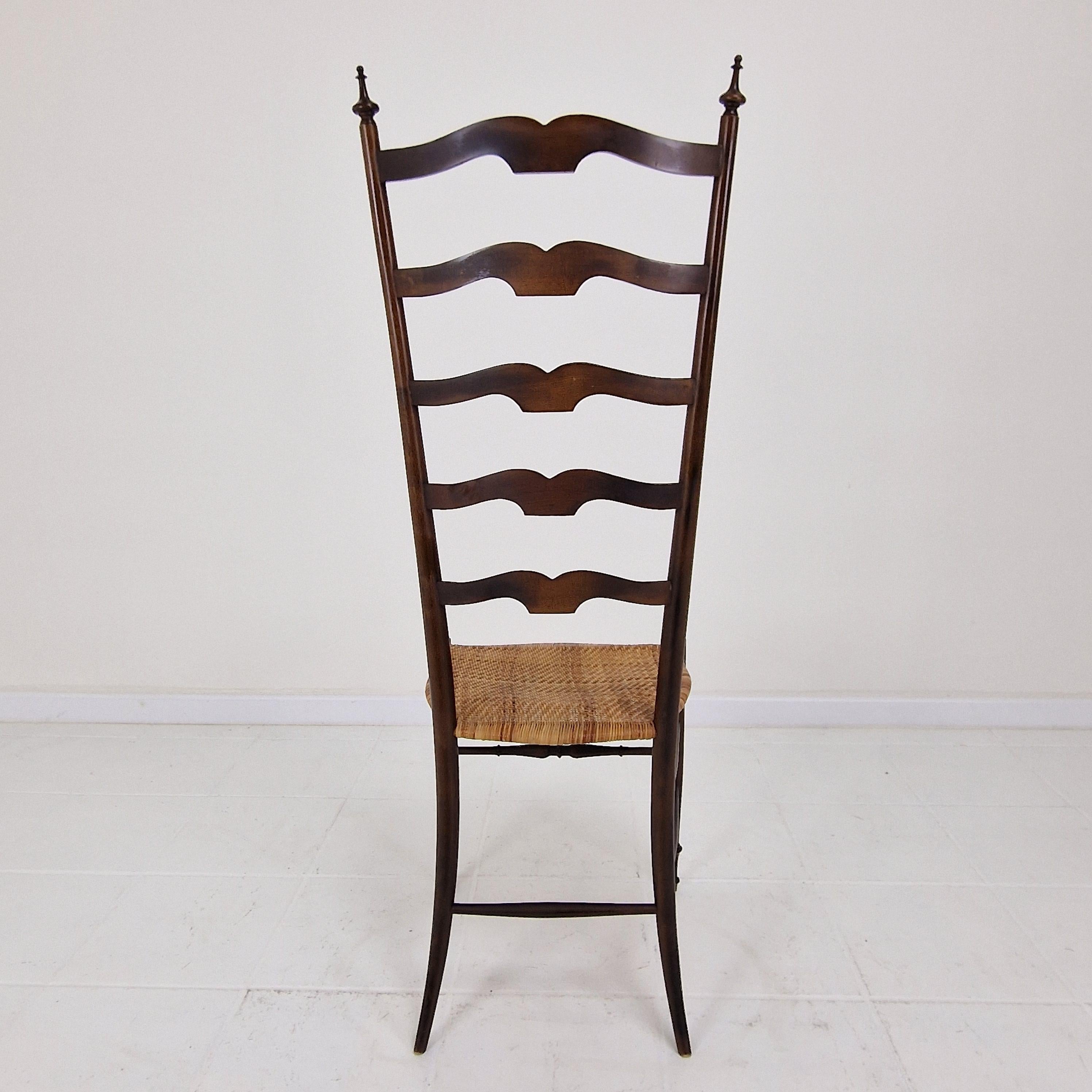 Mid Century High Back Chiavari Ladder Chair, Italy 1950's For Sale 1