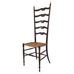 Silla escalera chiavari de respaldo alto de mediados de siglo, Italia Años 50