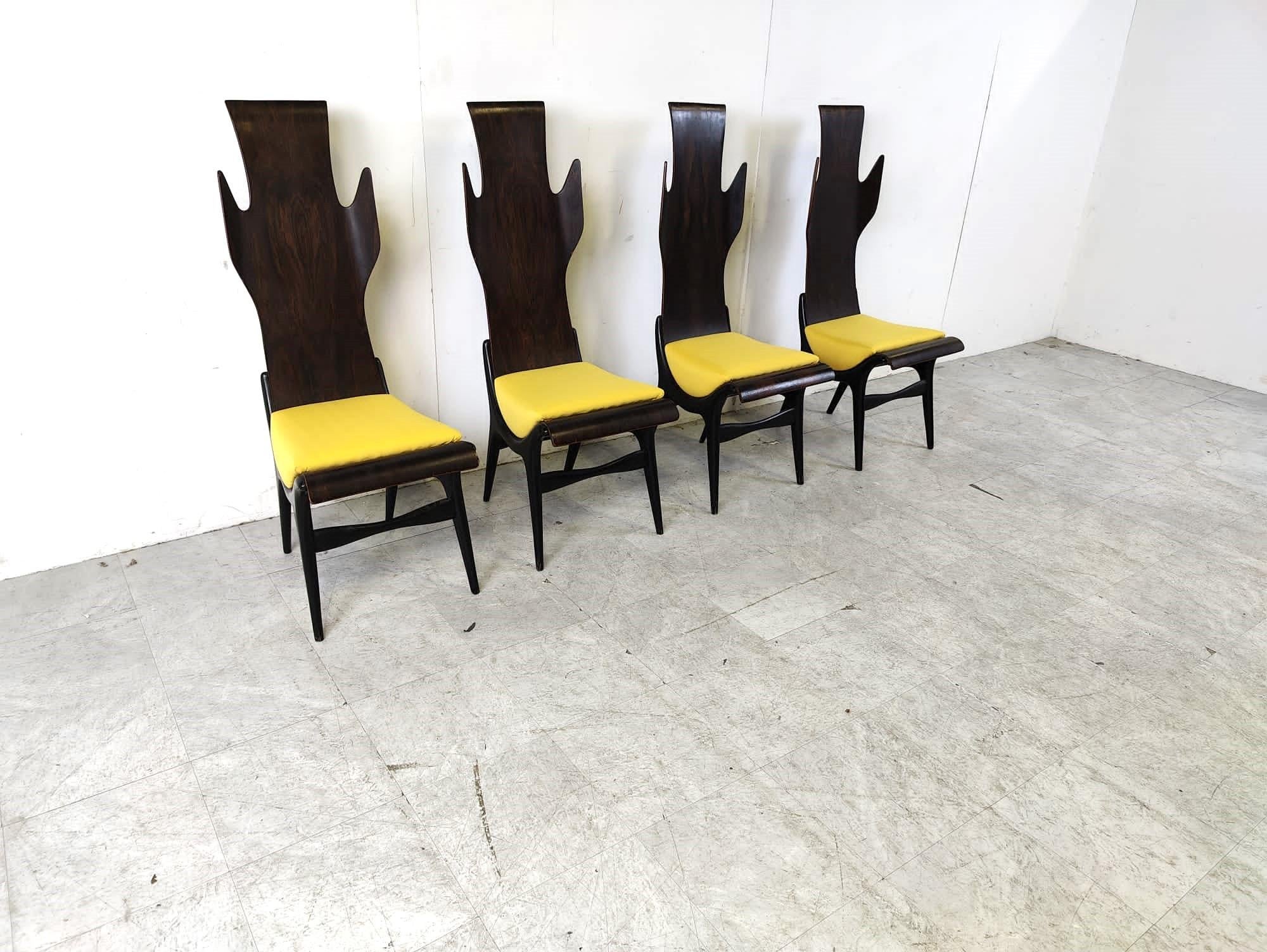Mid century high back flame dining chairs by Dante Latorre, 1950s For Sale 4