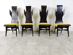 Chaises de salle à manger à dossier haut et à flamme du milieu du siècle par Dante LaTorre, années 1950