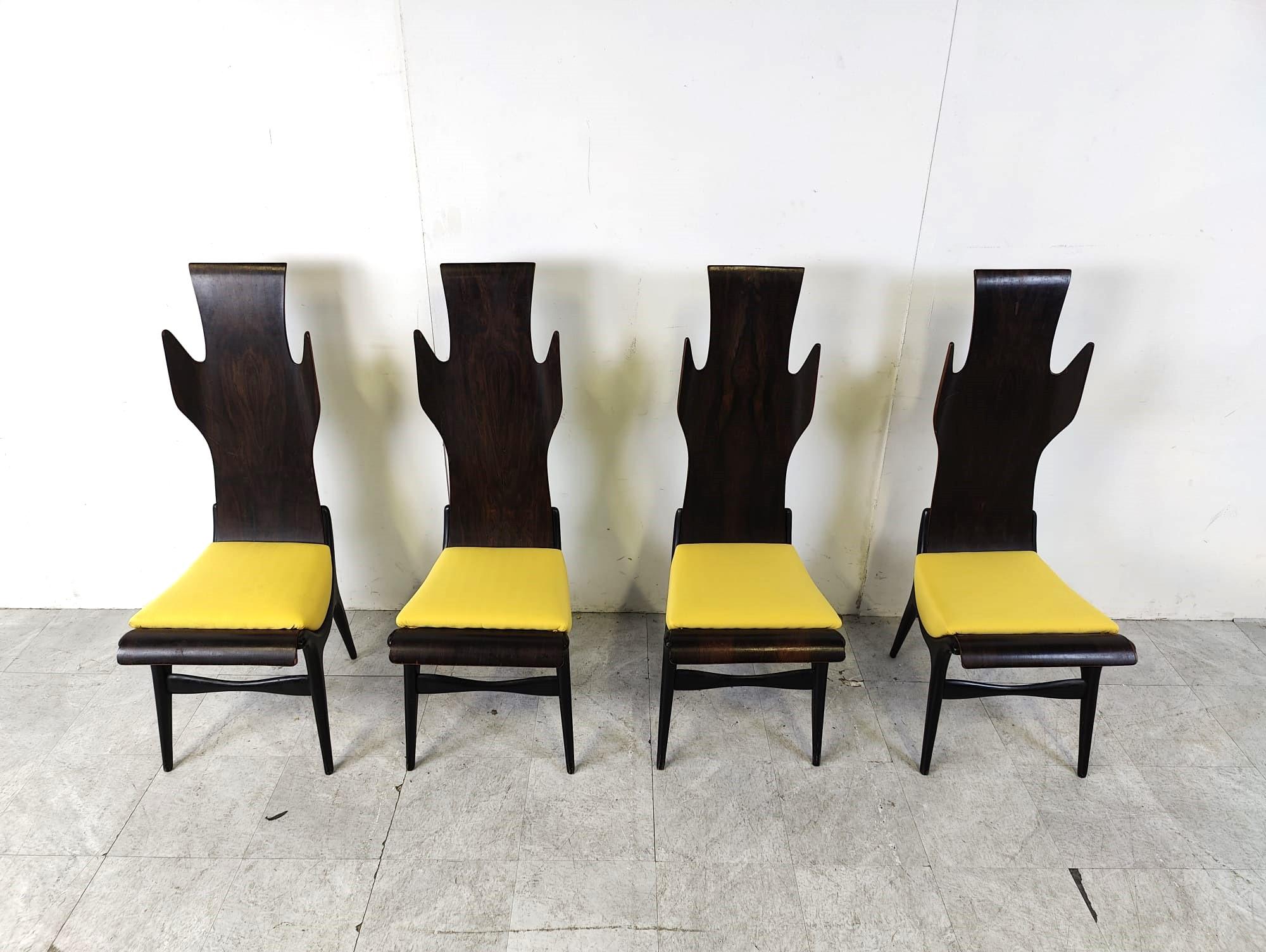 Mid-Century Modern Mid century high back flame dining chairs by Dante Latorre, 1950s For Sale