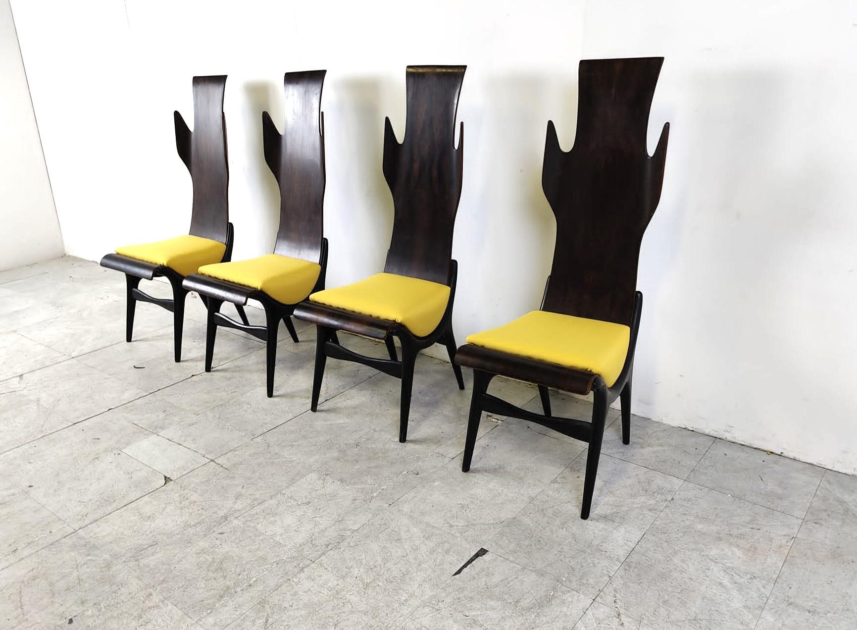 Mid century high back flame dining chairs by Dante Latorre, 1950s For Sale 2