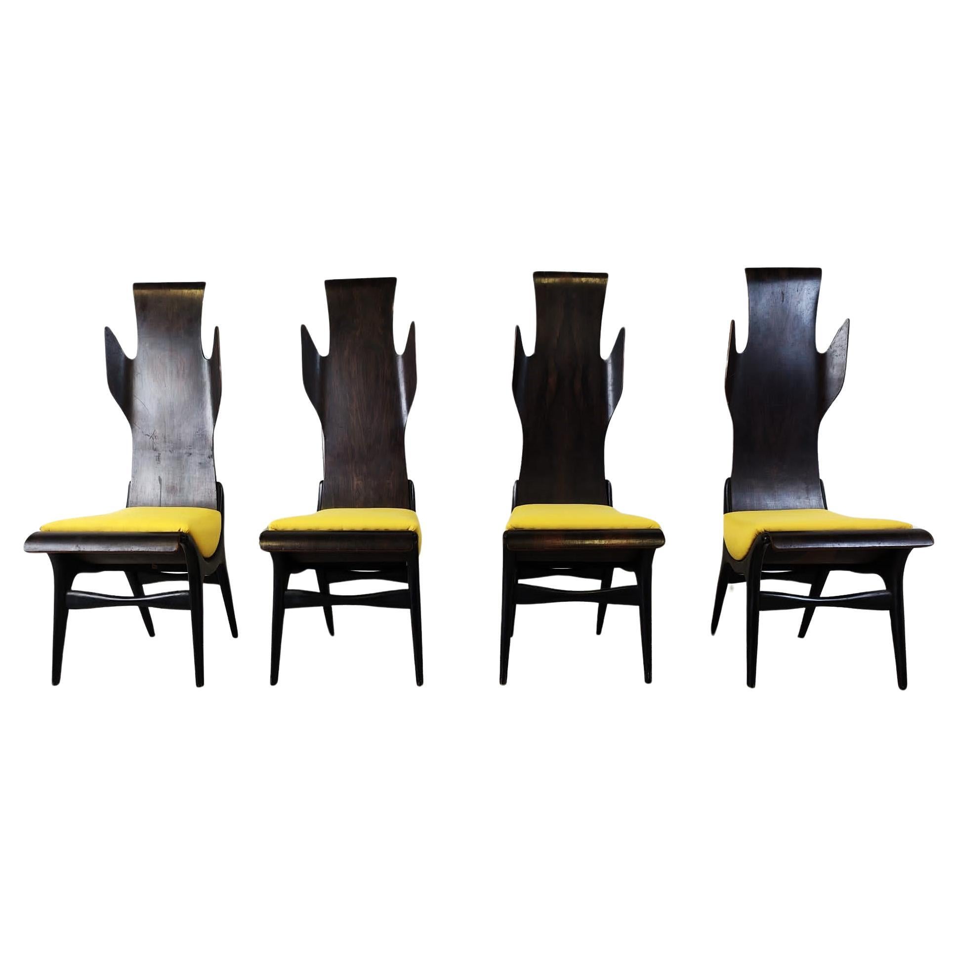 Mid century high back flame dining chairs by Dante Latorre, 1950s