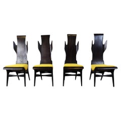 Vintage Mid century high back flame dining chairs by Dante Latorre, 1950s