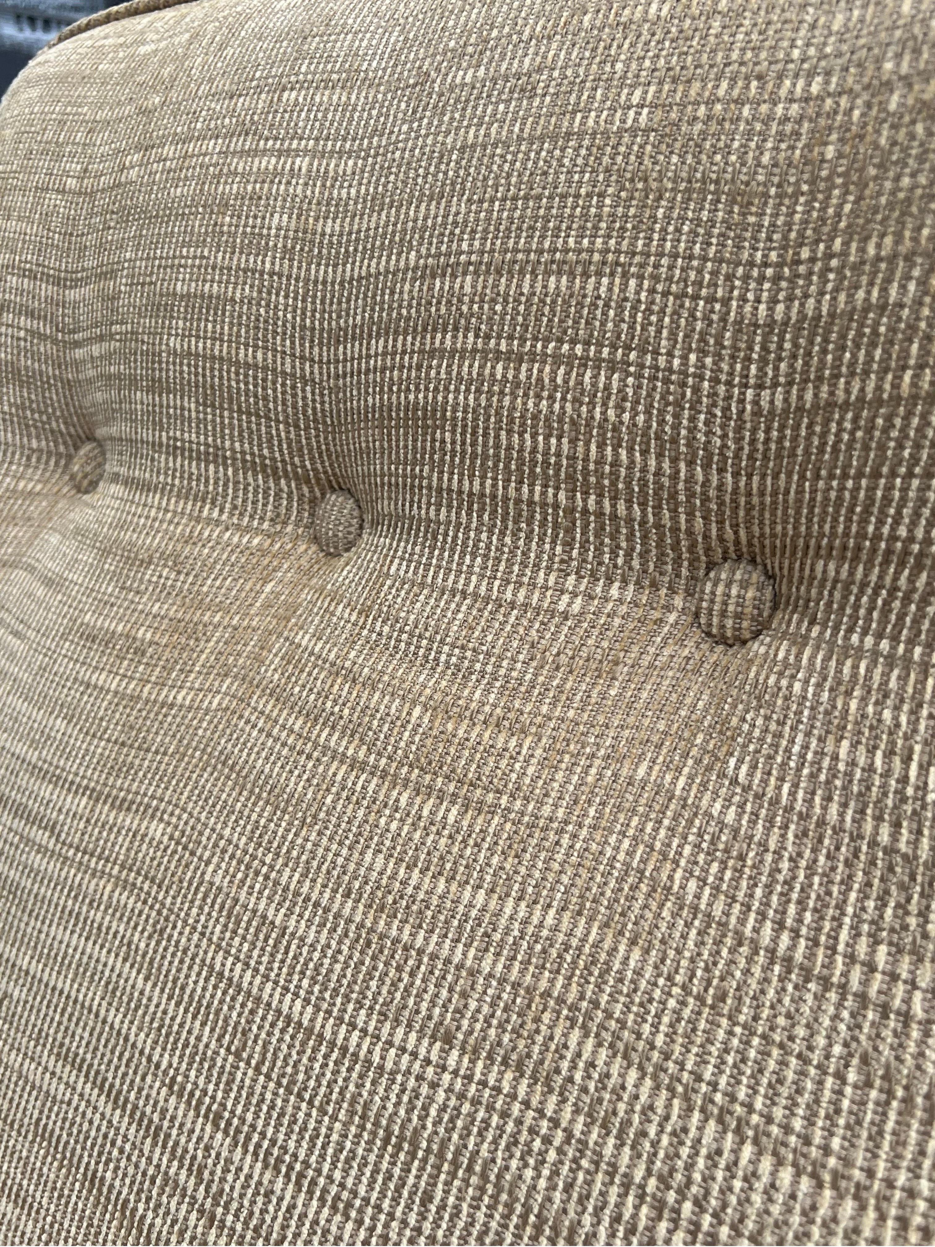 Fabric Mid-Century High-Back Lounge and Ottoman