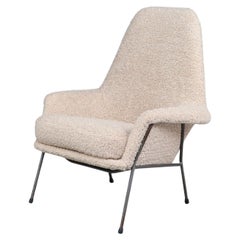 Mid-Century High Back Lounge Gentleman Chair in Teddy Upholstery The Netherlands