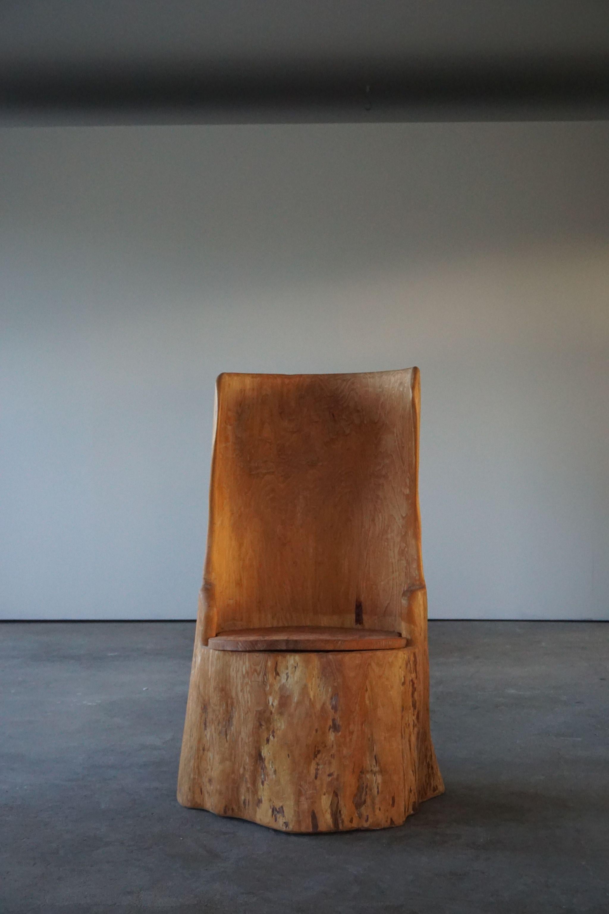 Mid-Century High Back Swedish Stump Pine Chair 5