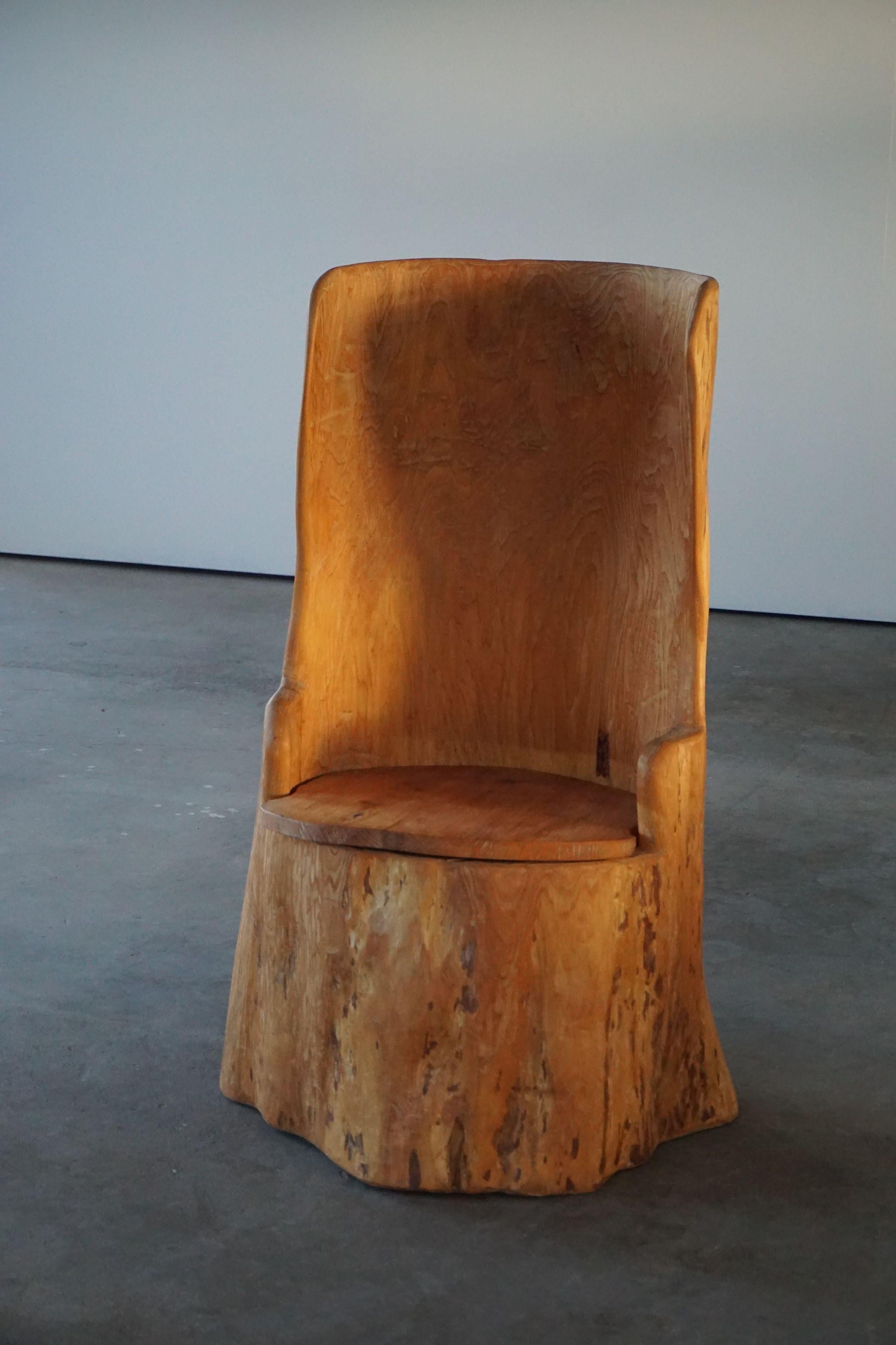 Mid-Century Modern Mid-Century High Back Swedish Stump Pine Chair