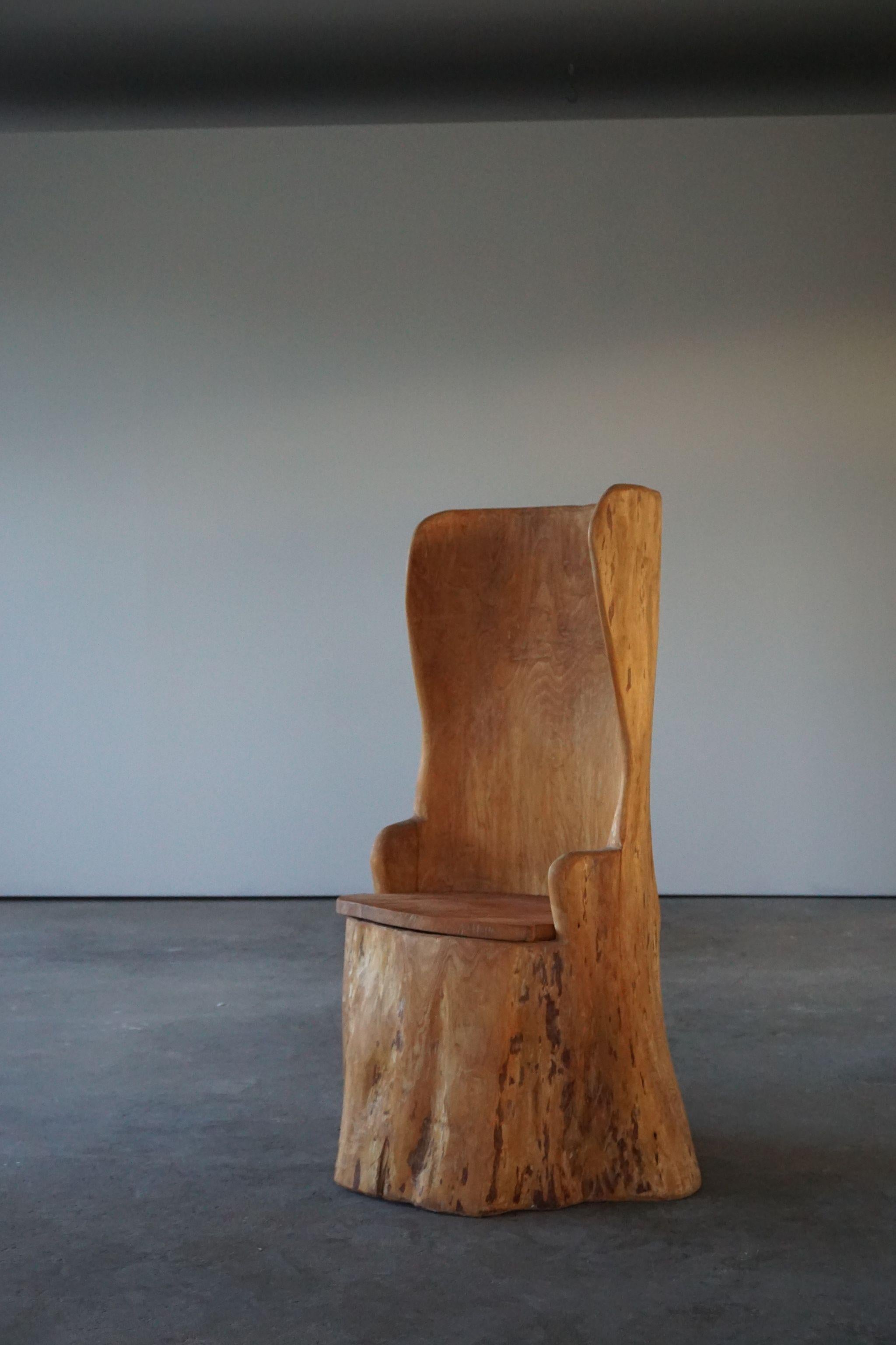 Mid-Century High Back Swedish Stump Pine Chair 4
