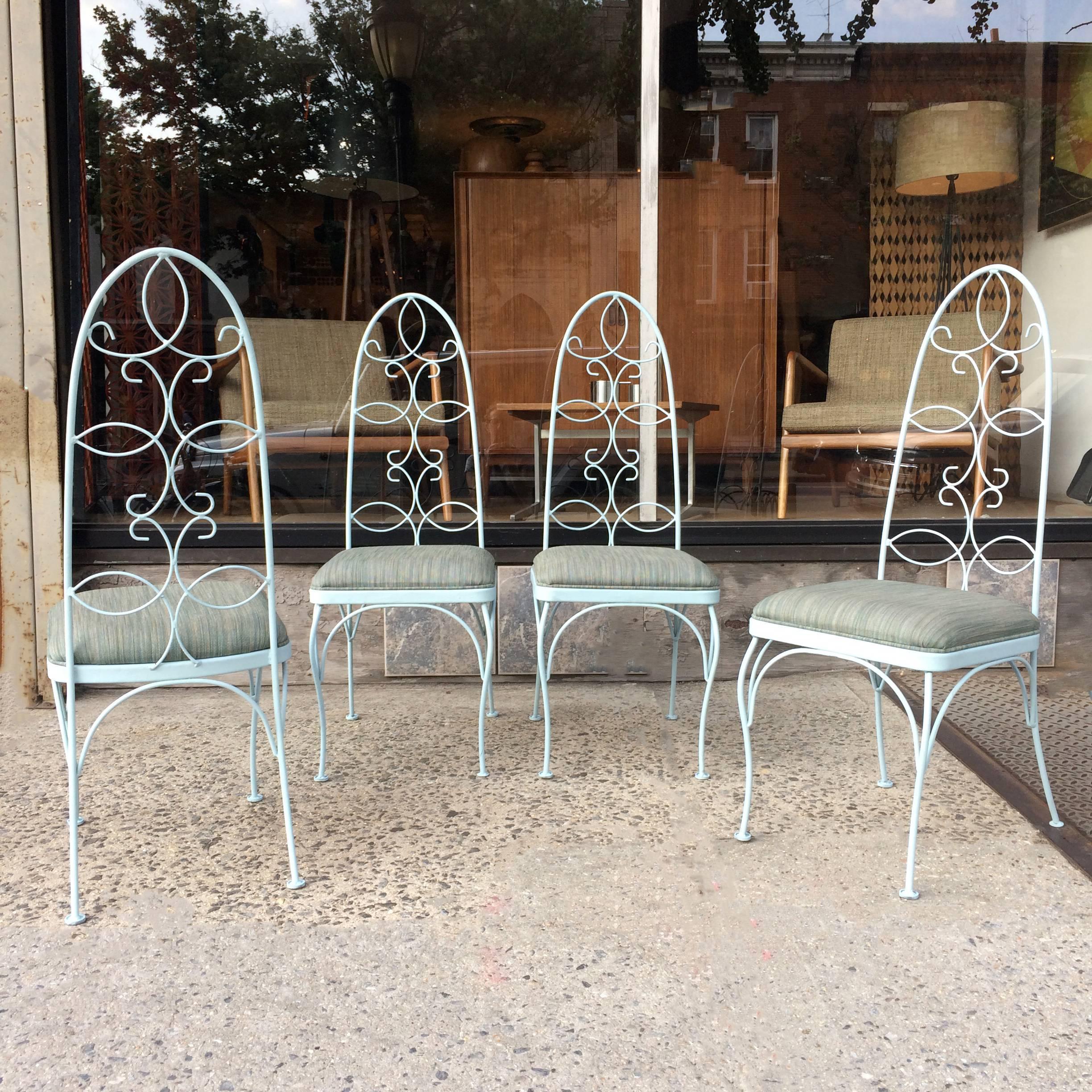 wrought iron high back chairs