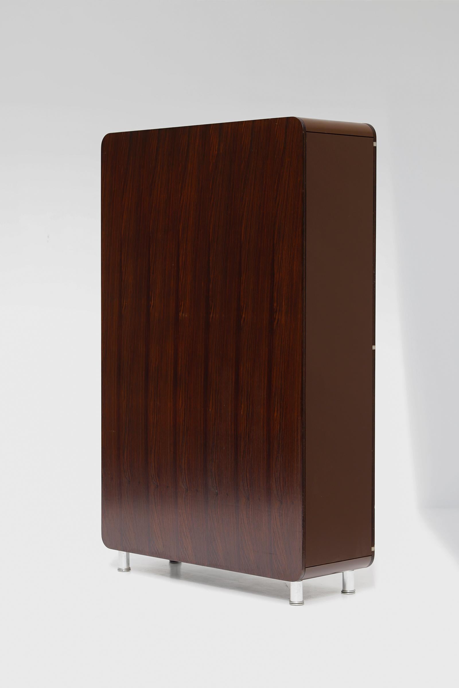 Belgian Mid century high cabinet by Bergwood, attributed to Jules Wabbes 1970s For Sale