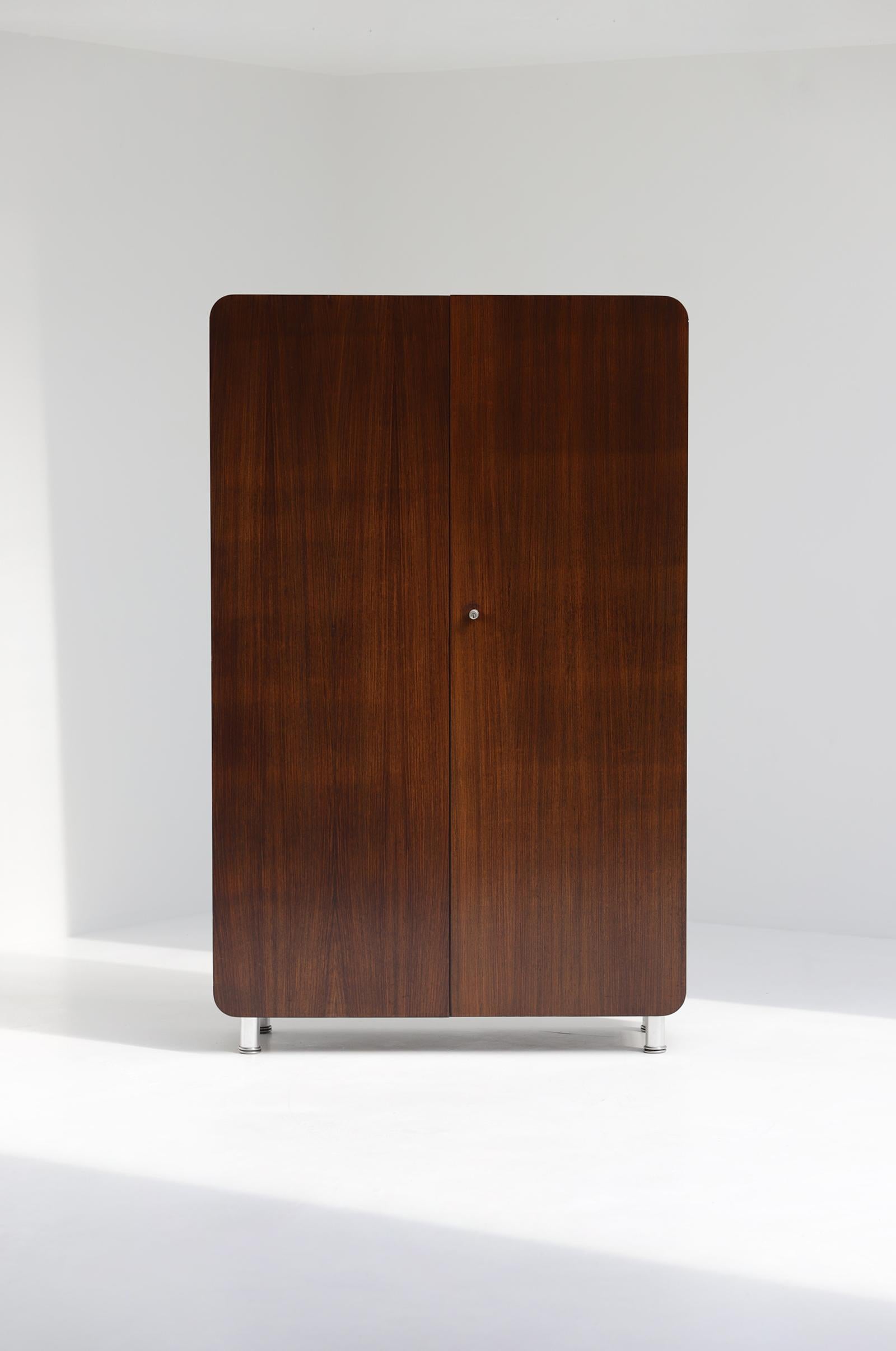 Wood Mid century high cabinet by Bergwood, attributed to Jules Wabbes 1970s For Sale