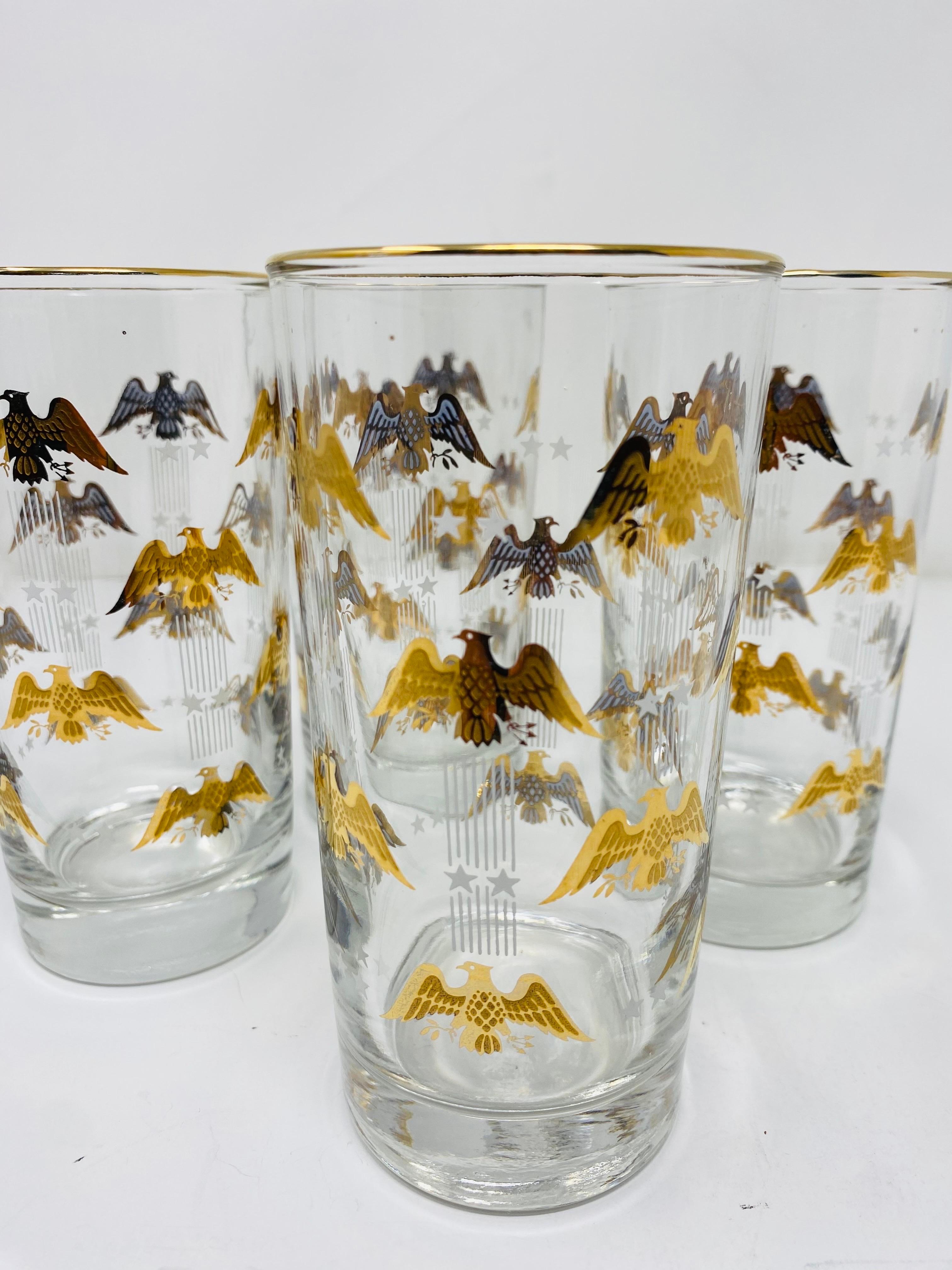 Highball-Gläser aus der Jahrhundertmitte Gold Eagle Stars and Stripes Collection'S von Libbey im Angebot 3