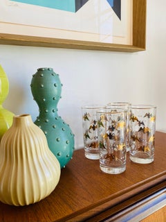 Mid-Century Highball glasses Gold Eagle Stars and Stripes Collection by Libbey