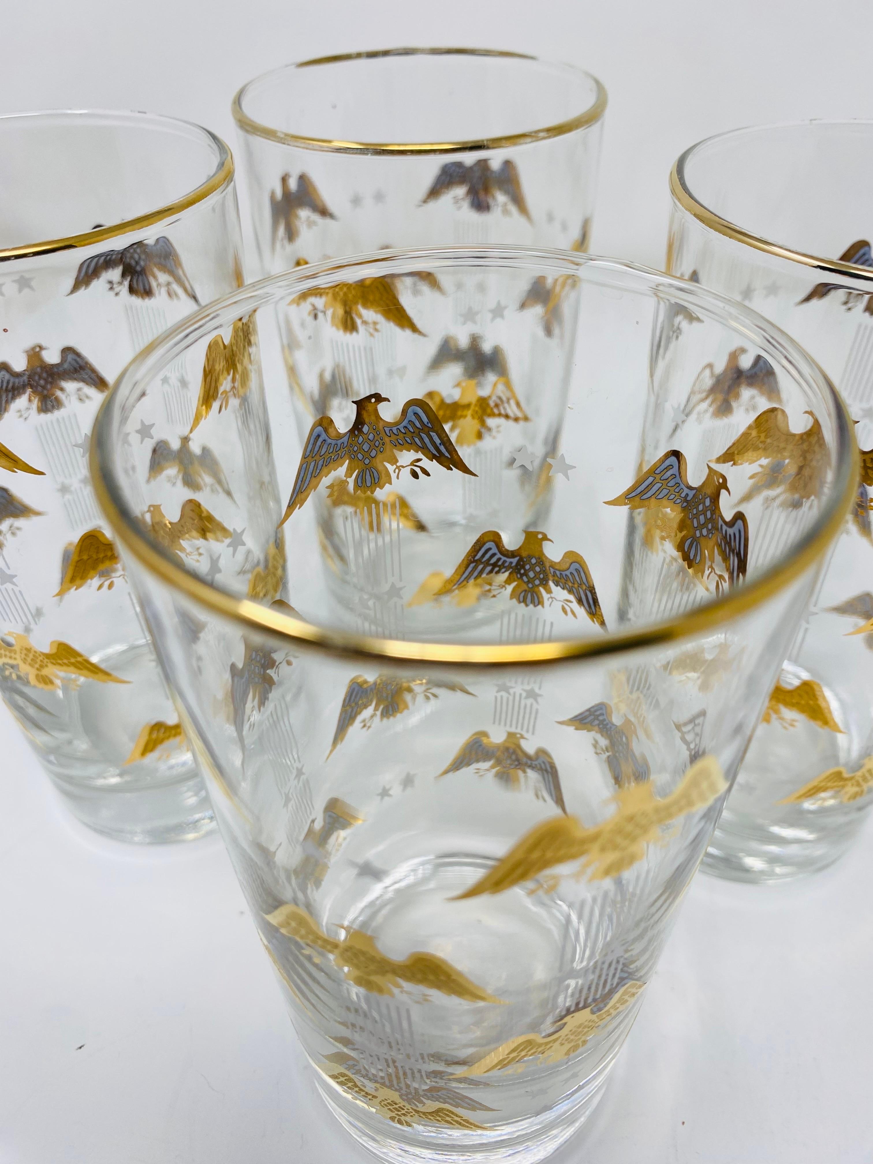 Highball-Gläser aus der Jahrhundertmitte Gold Eagle Stars and Stripes Collection'S von Libbey (Handgefertigt) im Angebot