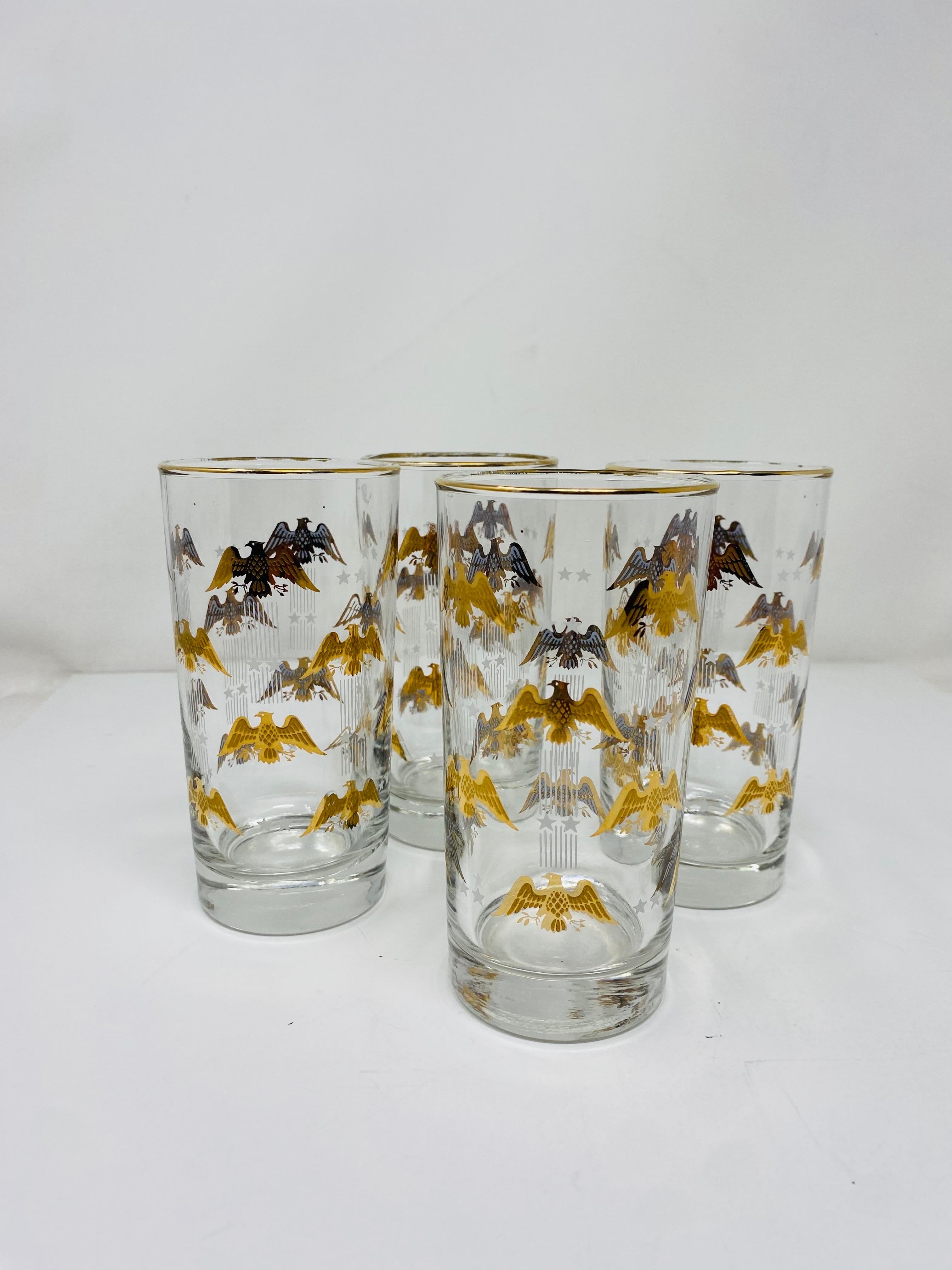 Highball-Gläser aus der Jahrhundertmitte Gold Eagle Stars and Stripes Collection'S von Libbey (Mitte des 20. Jahrhunderts) im Angebot