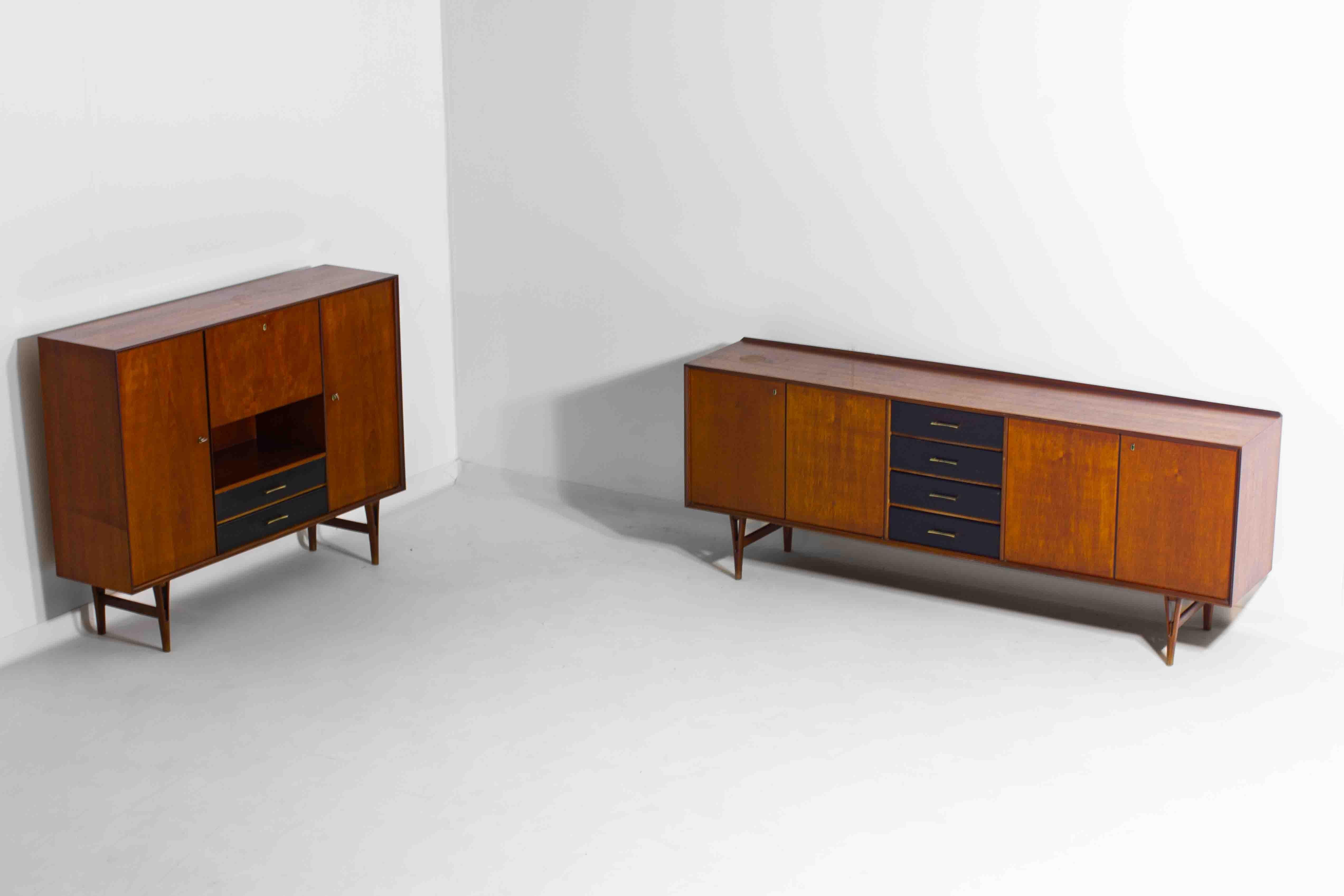 Mid-Century Modern Mid-century highboard by Van Pelt, Belgium 1960s For Sale