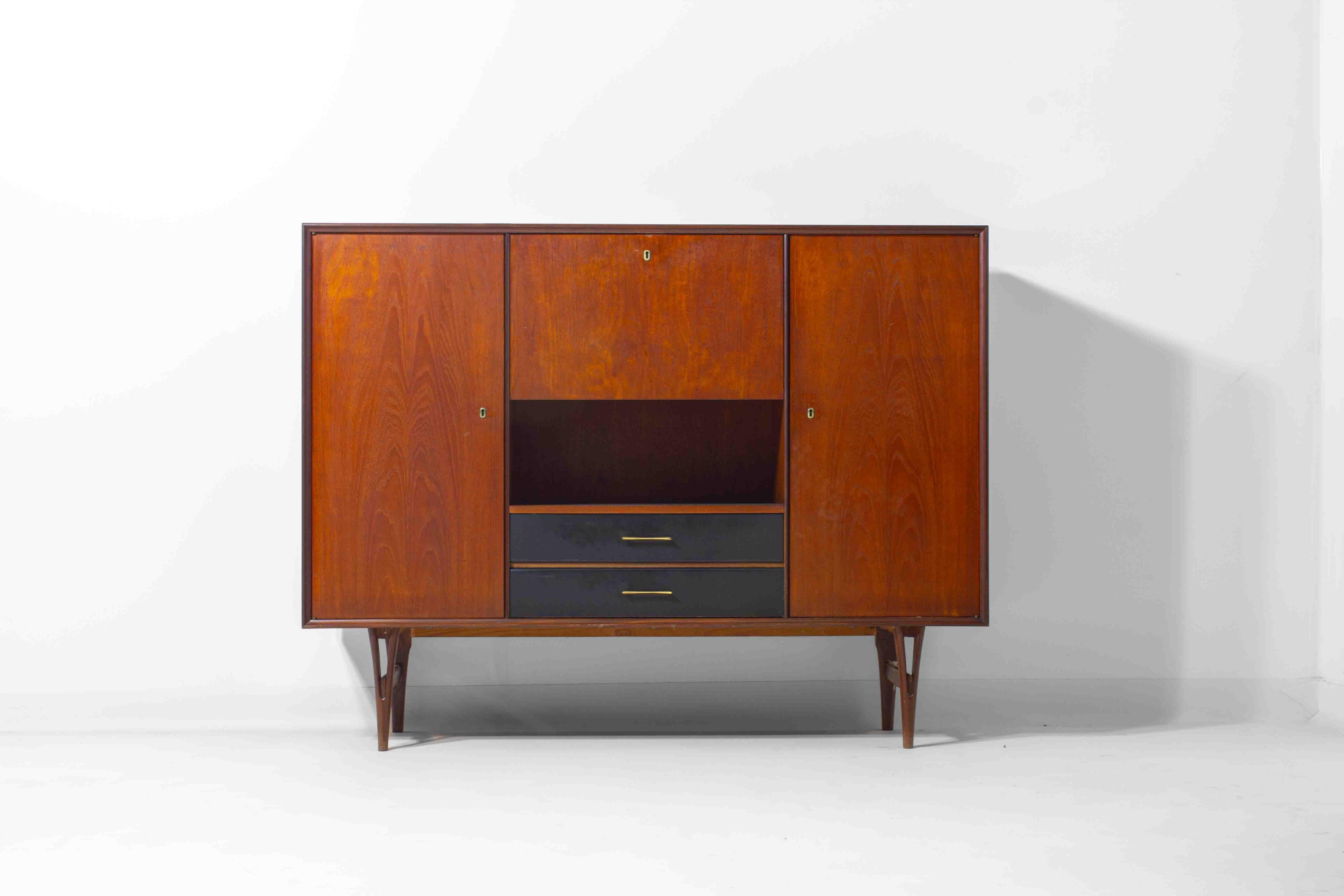 Teak Mid-century highboard by Van Pelt, Belgium 1960s For Sale