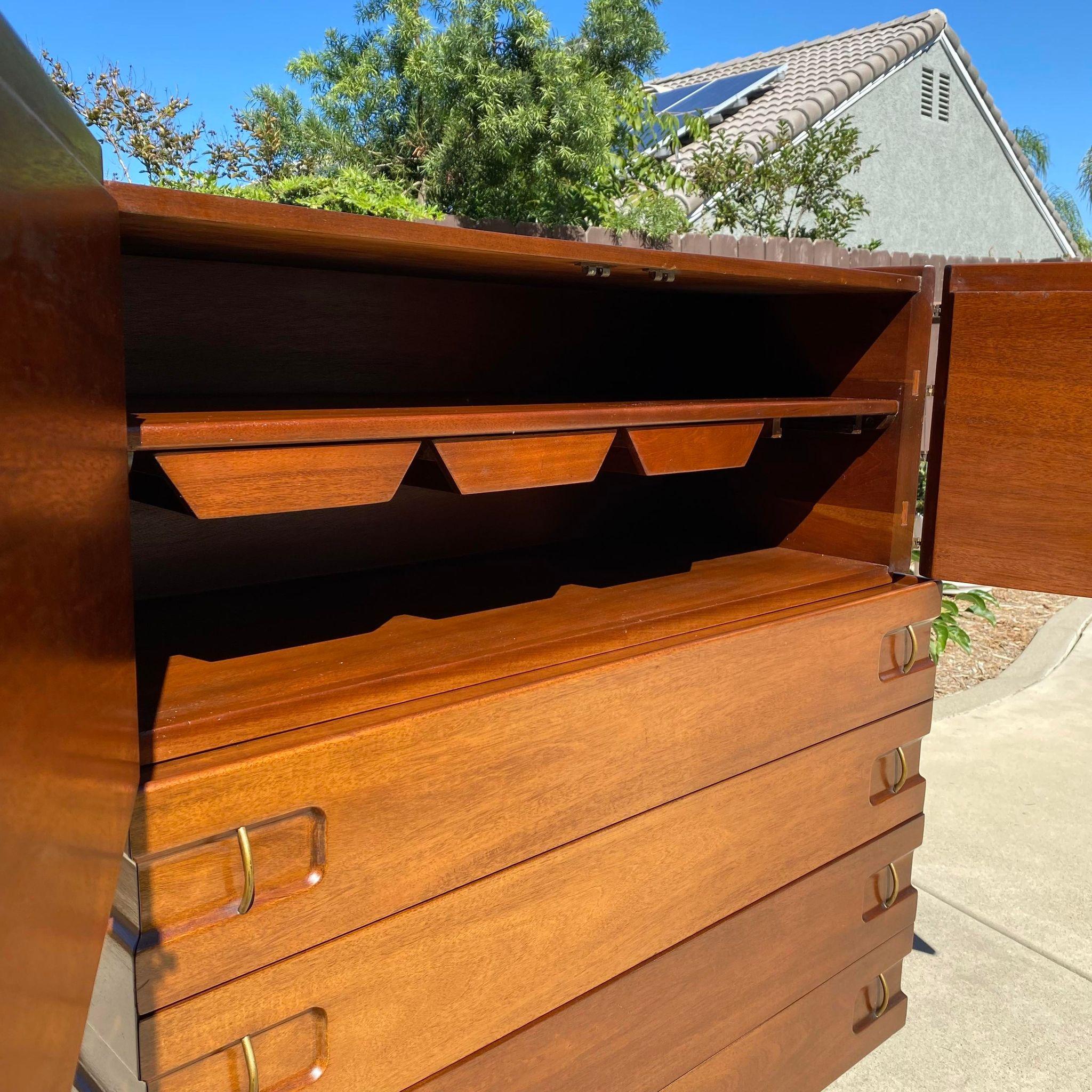 Mid-Century Highboy by Edmond J. Spence for Industria Mueblera of Mexico In Good Condition In Chino Hills, CA