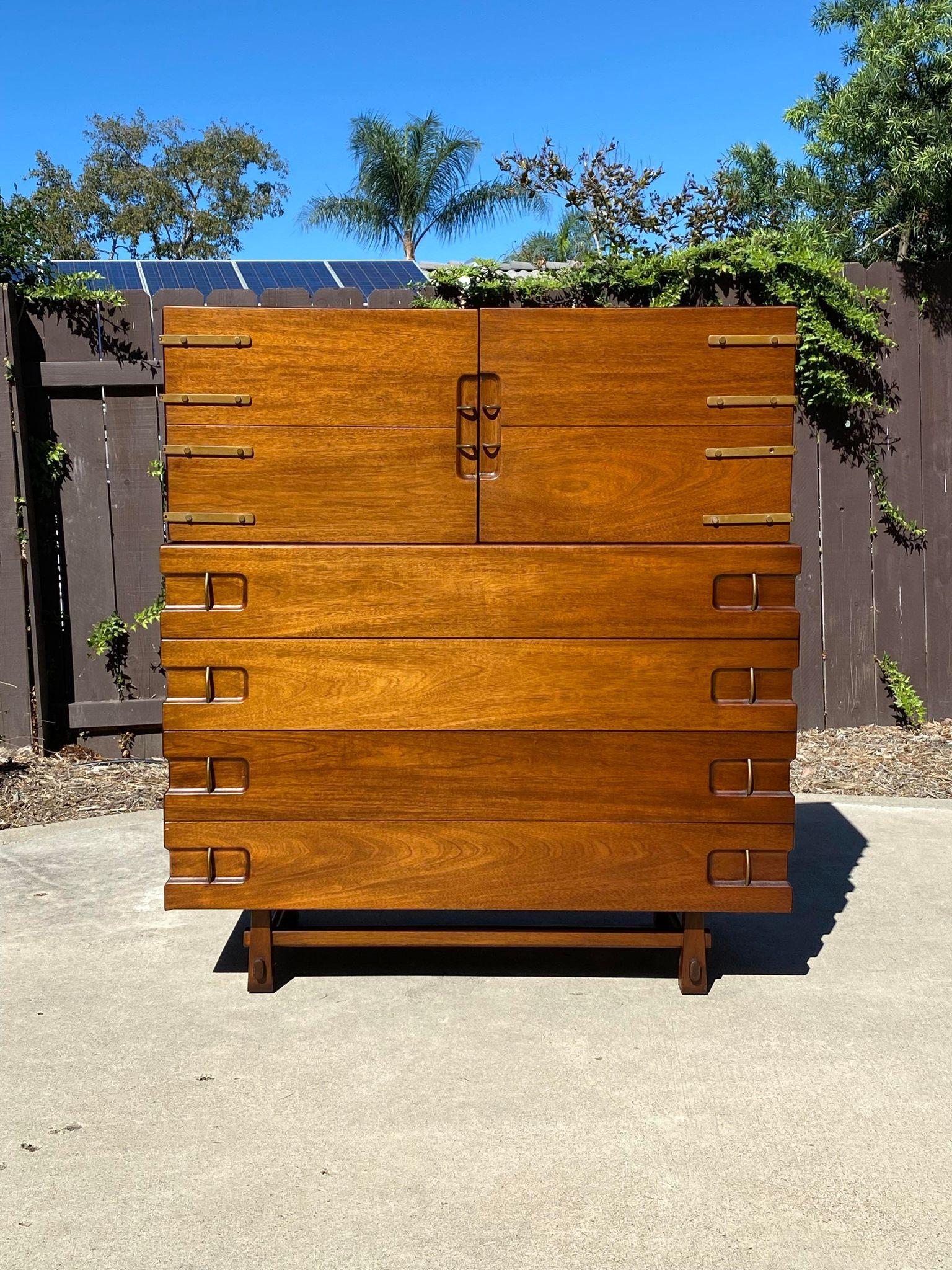 20th Century Mid-Century Highboy by Edmond J. Spence for Industria Mueblera of Mexico