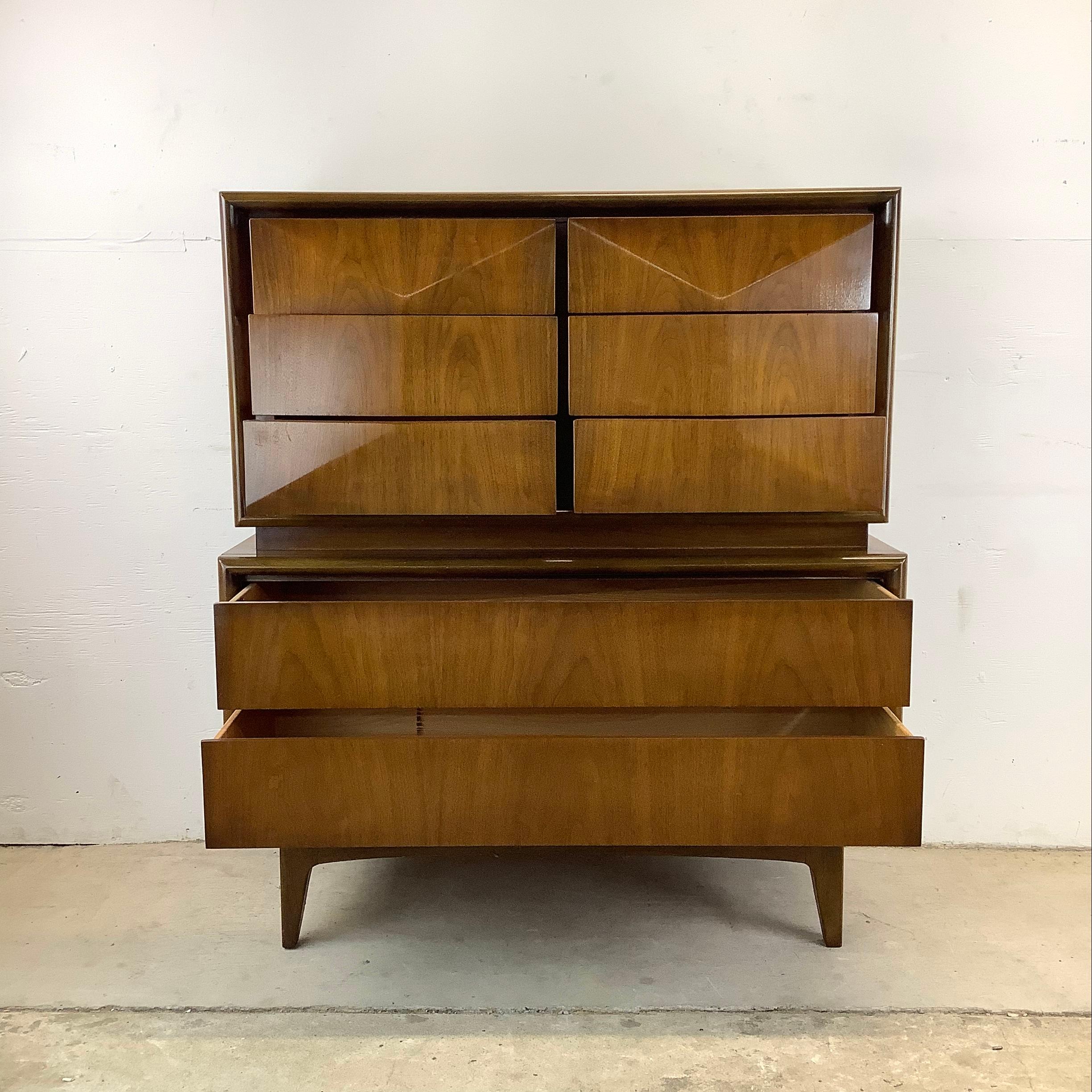 Other Mid-Century Highboy Diamond Front Dresser by United