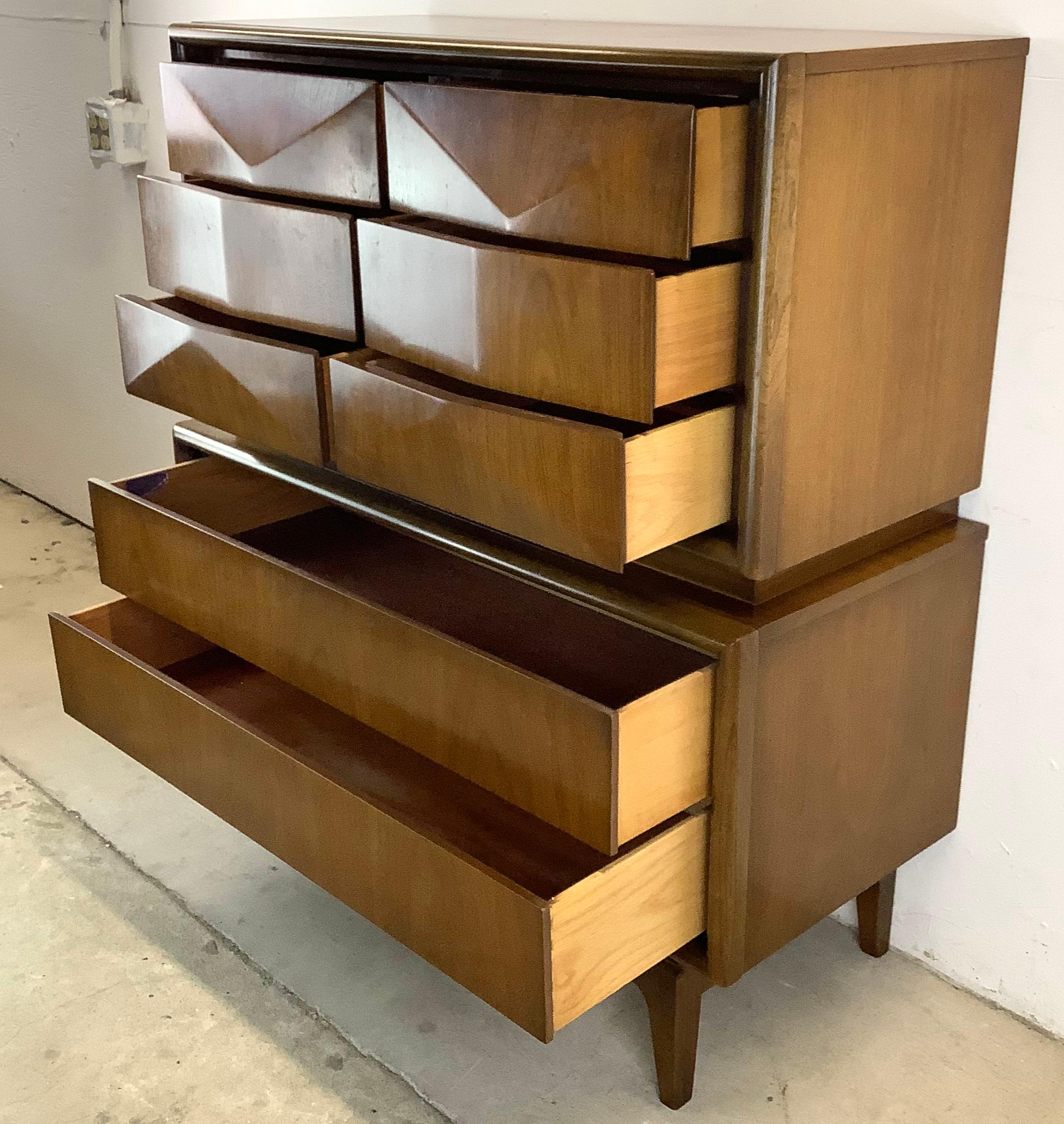 Mid-Century Highboy Diamond Front Dresser by United In Good Condition In Trenton, NJ