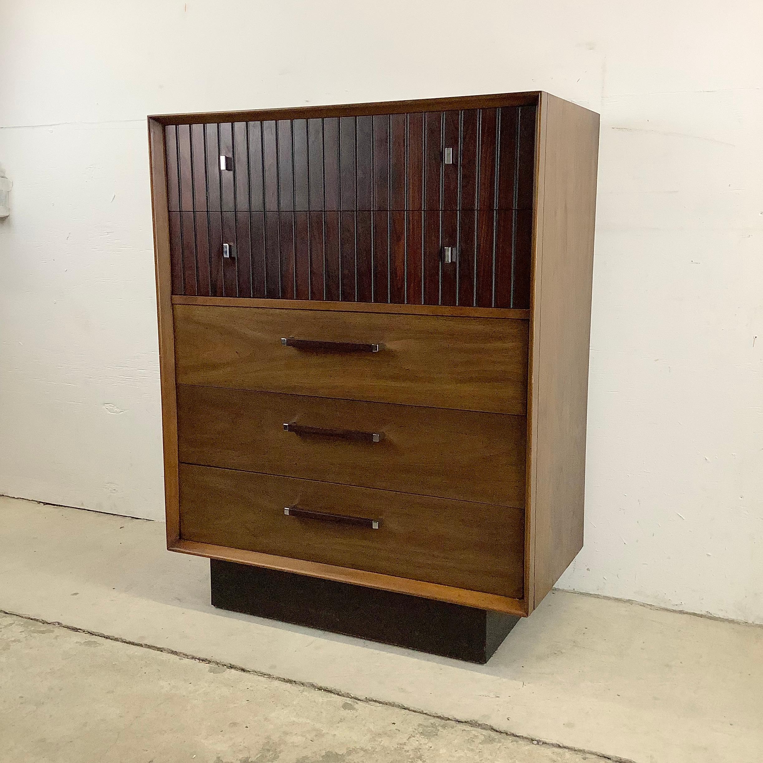 Mid-Century Highboy Dresser with Chrome Handles by Lane Furniture 4