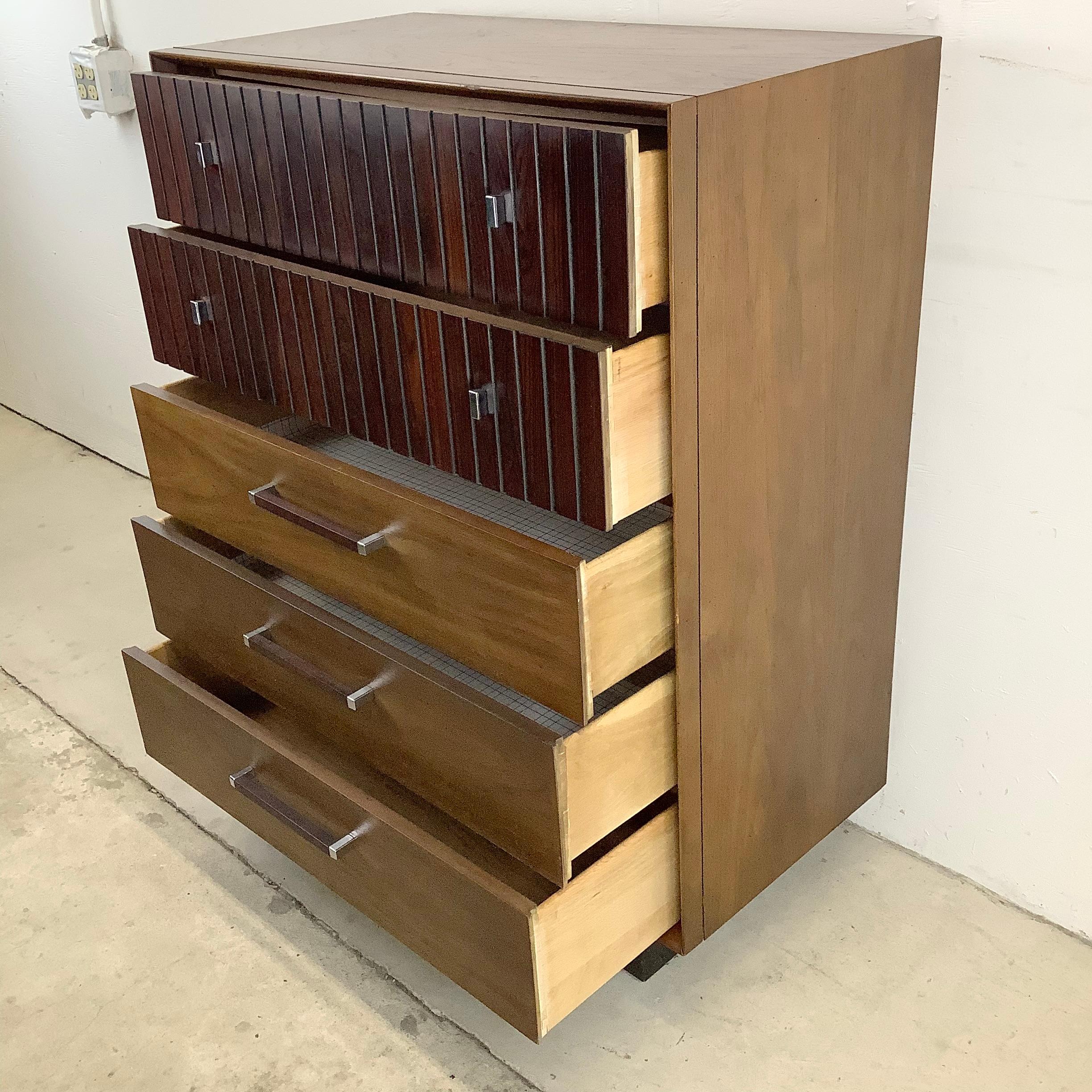 Mid-20th Century Mid-Century Highboy Dresser with Chrome Handles by Lane Furniture