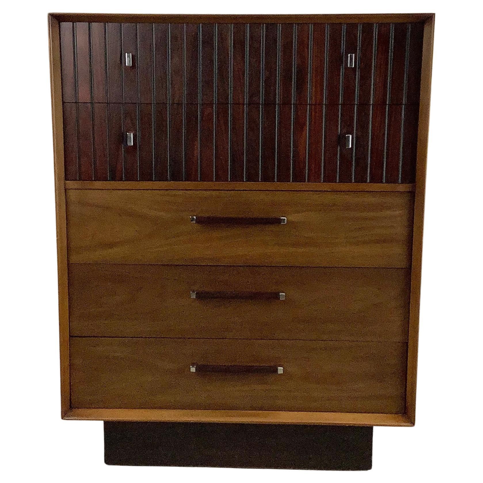 Mid-Century Highboy Dresser with Chrome Handles by Lane Furniture