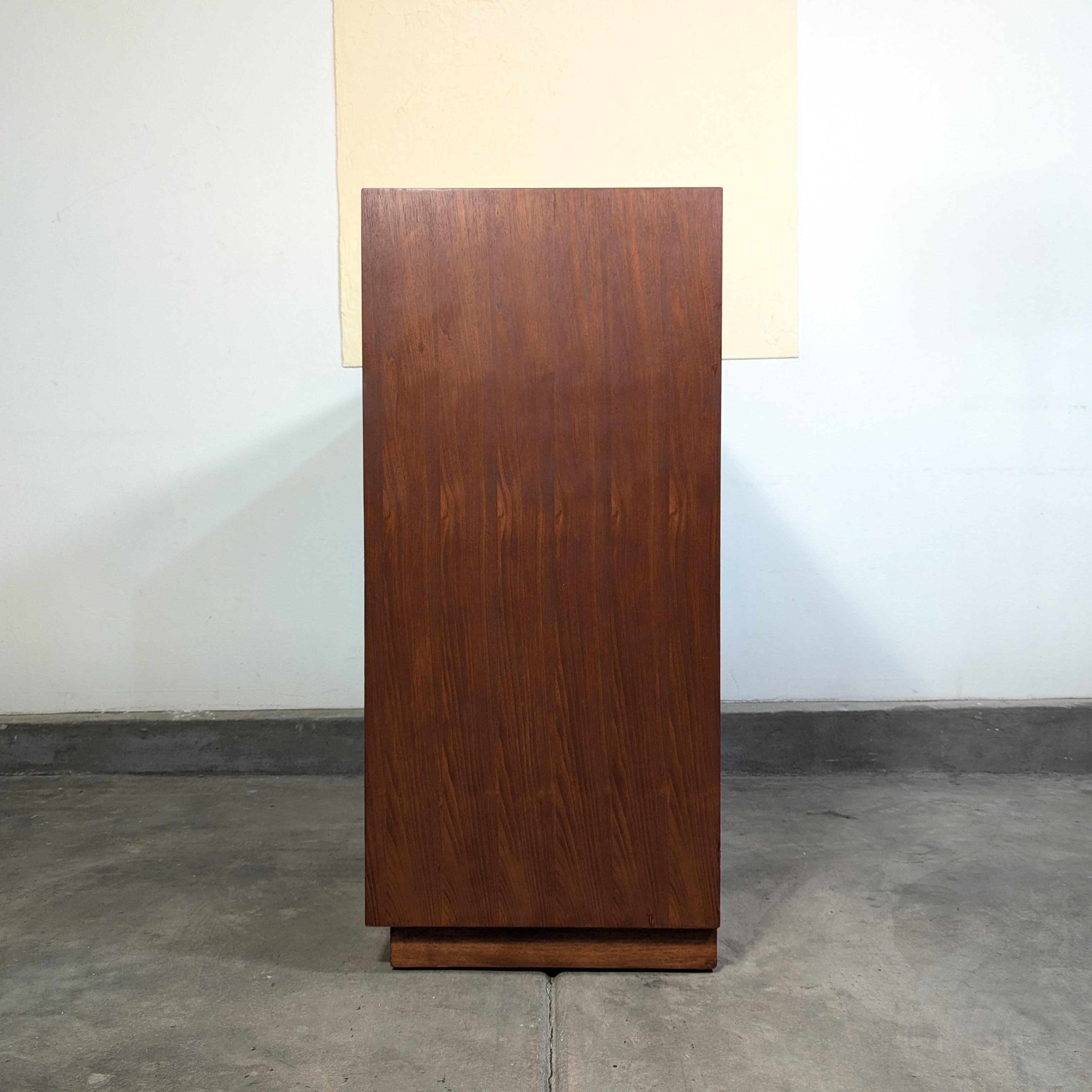 Mid-Century Modern Mid Century Highboy Dresser with Wicker and Brass Handles by Morganton, c1960s