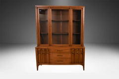 Mid-Century Highboy Hutch China Closet Buffet in Style of Kent Coffey Perpspecta