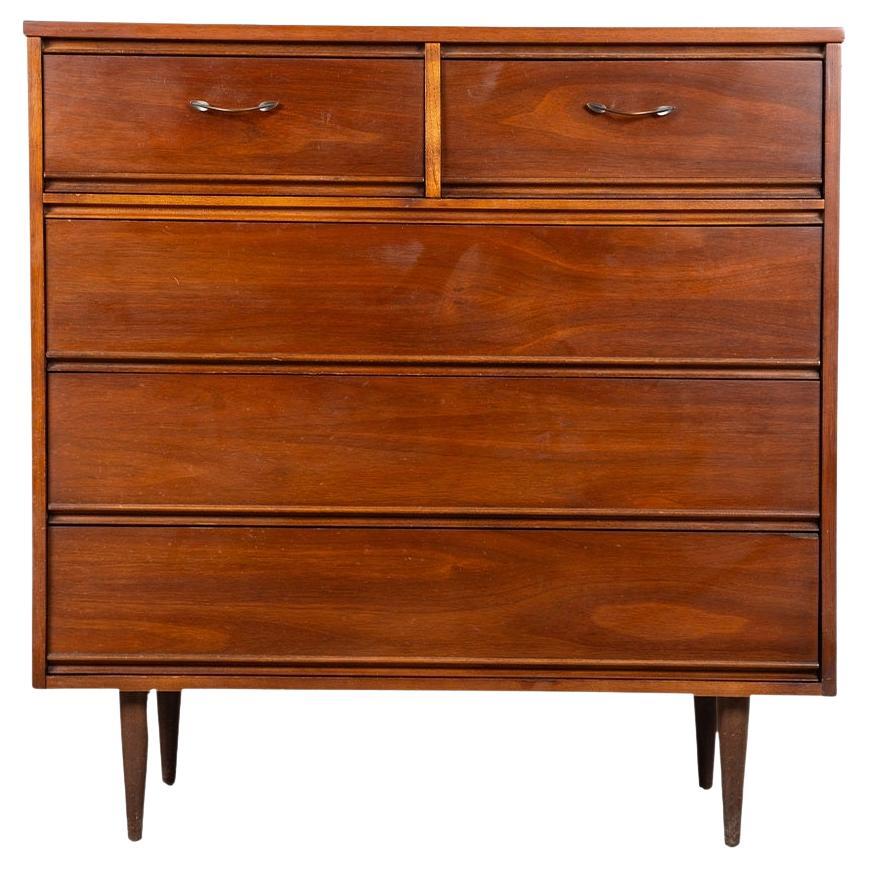 Mid-Century Highboy Tall Walnut Dresser by Dixie Furniture