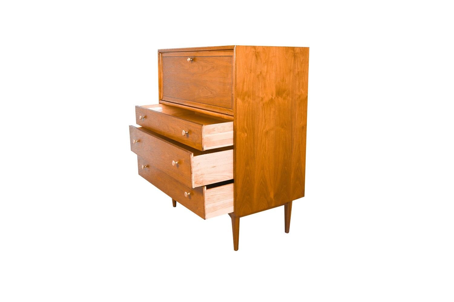 Mid-20th Century Mid Century Highboy Walnut Dresser Kipp Stewart for Drexel Declaration For Sale