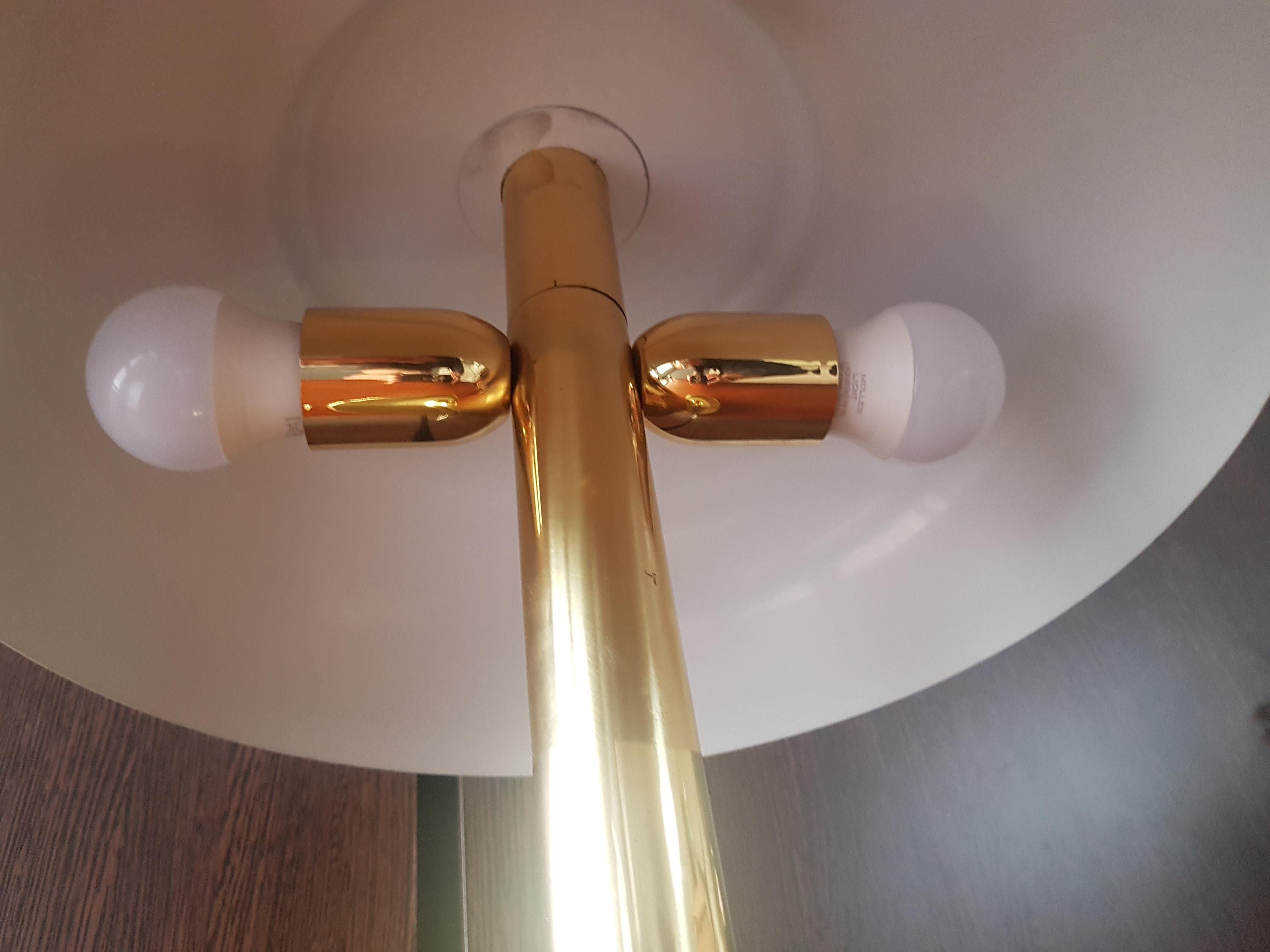 Mid-Century Hillebrand Brass Table Lamp Brown Shade, Germany, 1960s For Sale 4
