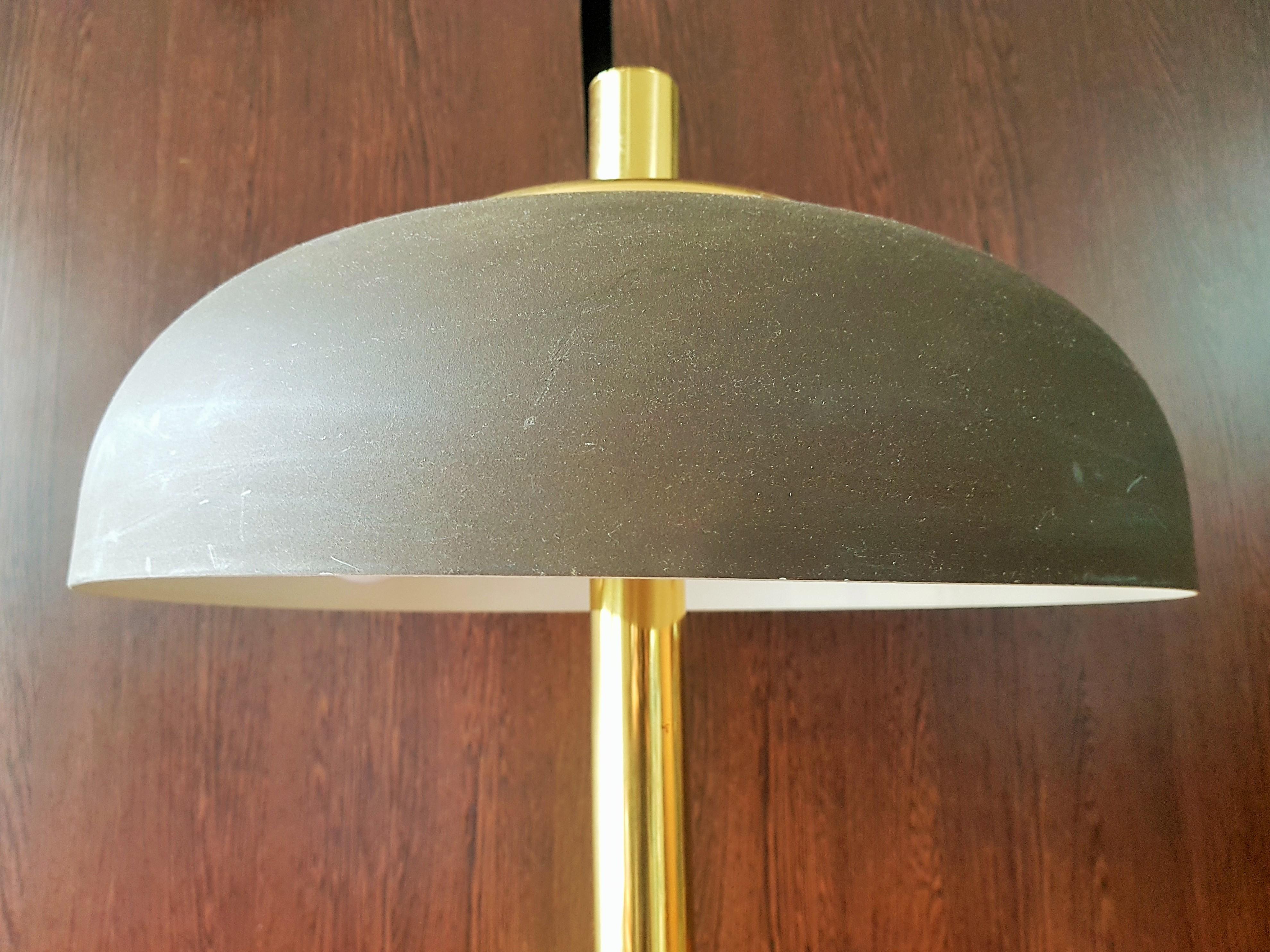 Mid-Century Hillebrand Brass Table Lamp Brown Shade, Germany, 1960s For Sale 5
