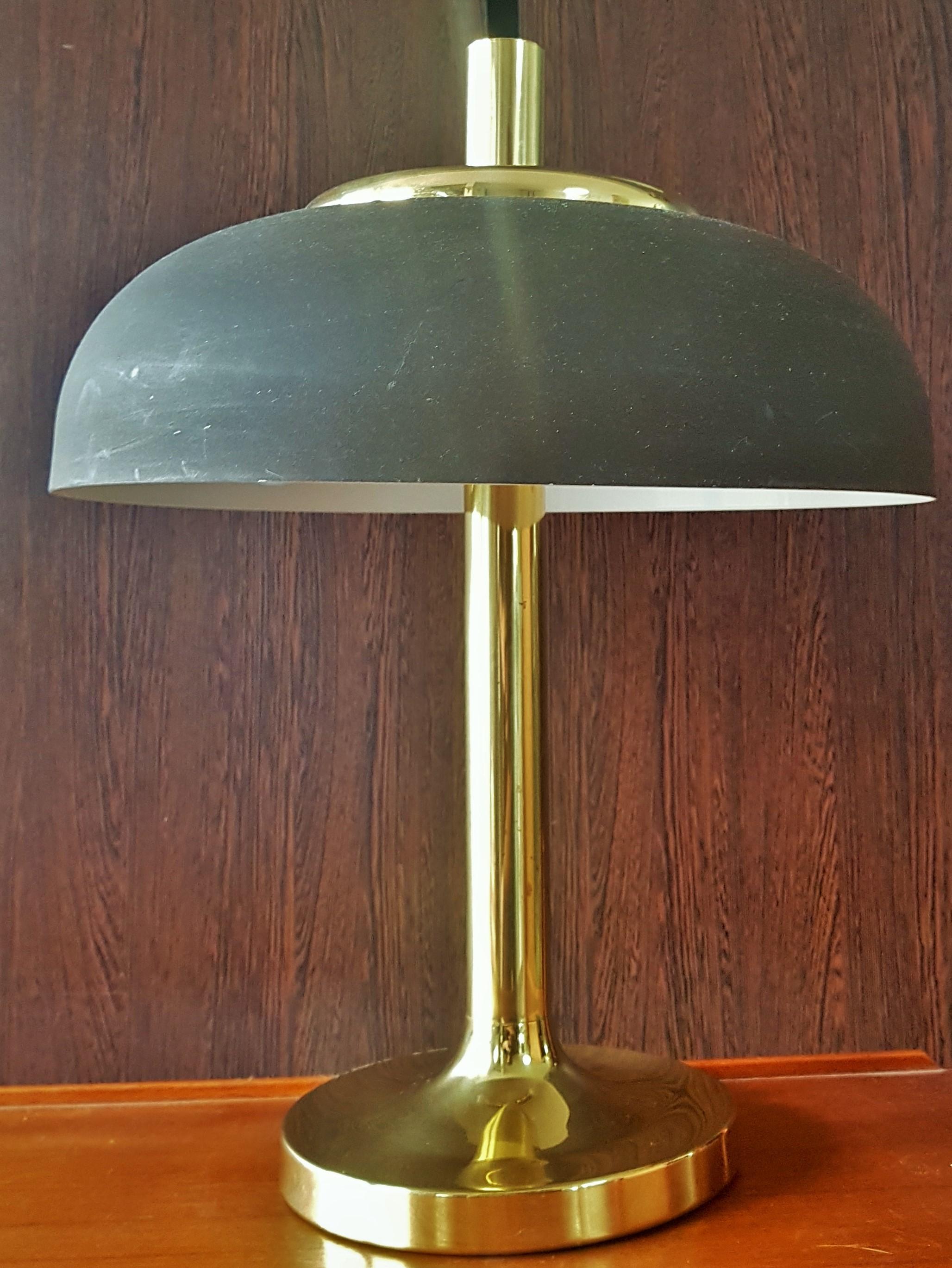 Mid-Century Hillebrand Brass Table Lamp Brown Shade, Germany, 1960s For Sale 6