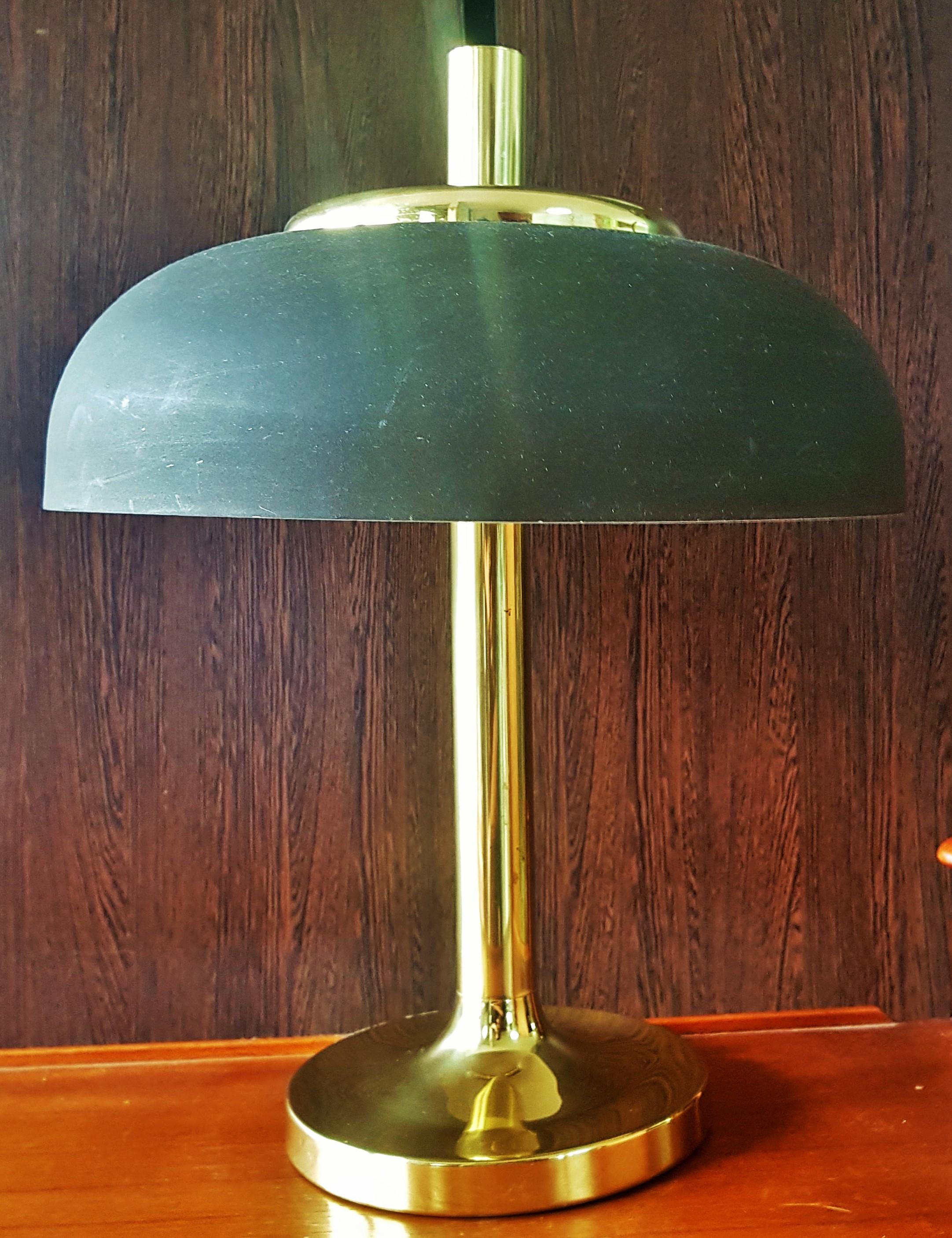 Mid-Century Hillebrand Brass Table Lamp Brown Shade, Germany, 1960s For Sale 7