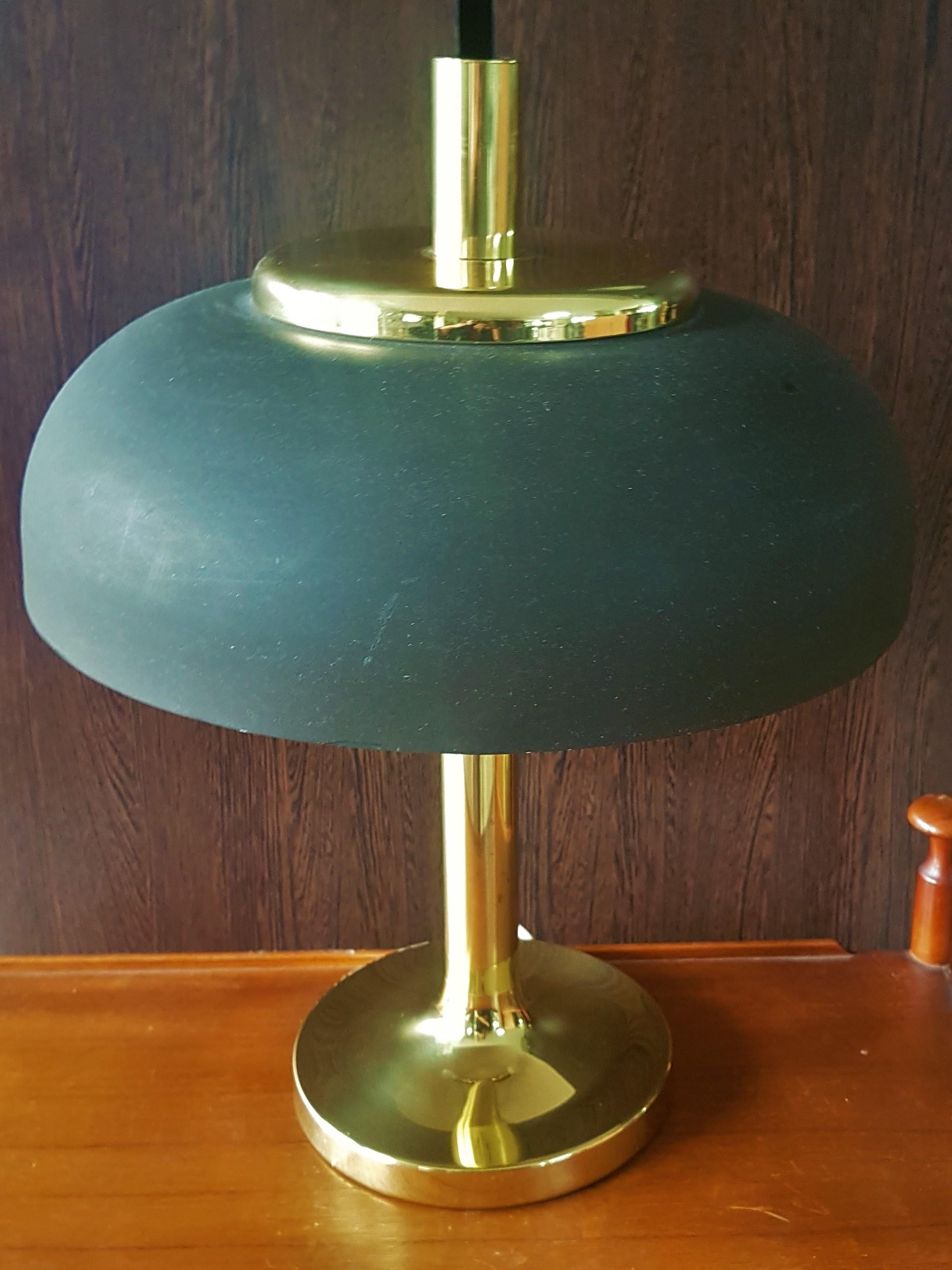 Mid-Century Hillebrand Brass Table Lamp Brown Shade, Germany, 1960s For Sale 8