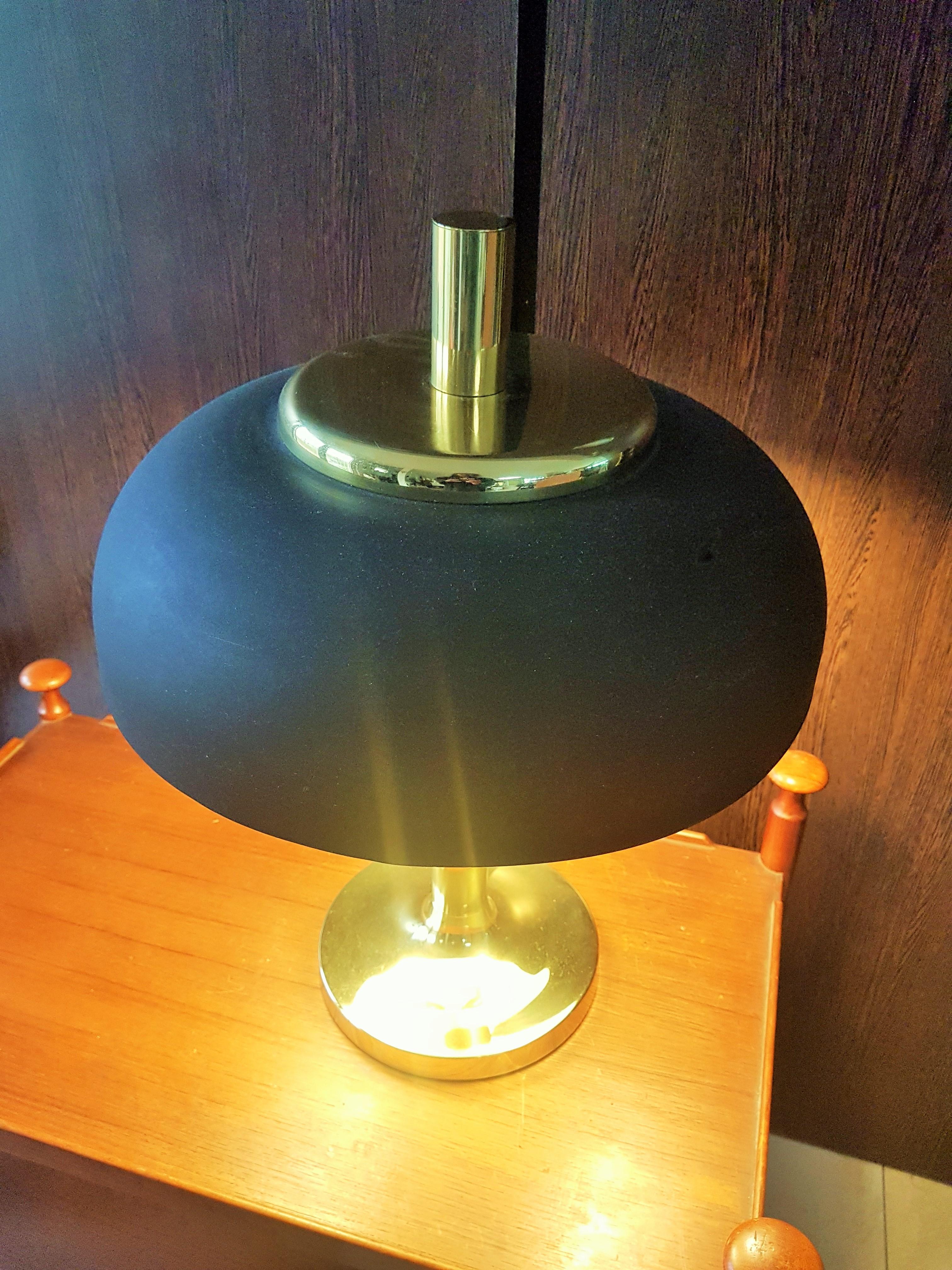 Mid-Century Hillebrand Brass Table Lamp Brown Shade, Germany, 1960s For Sale 9