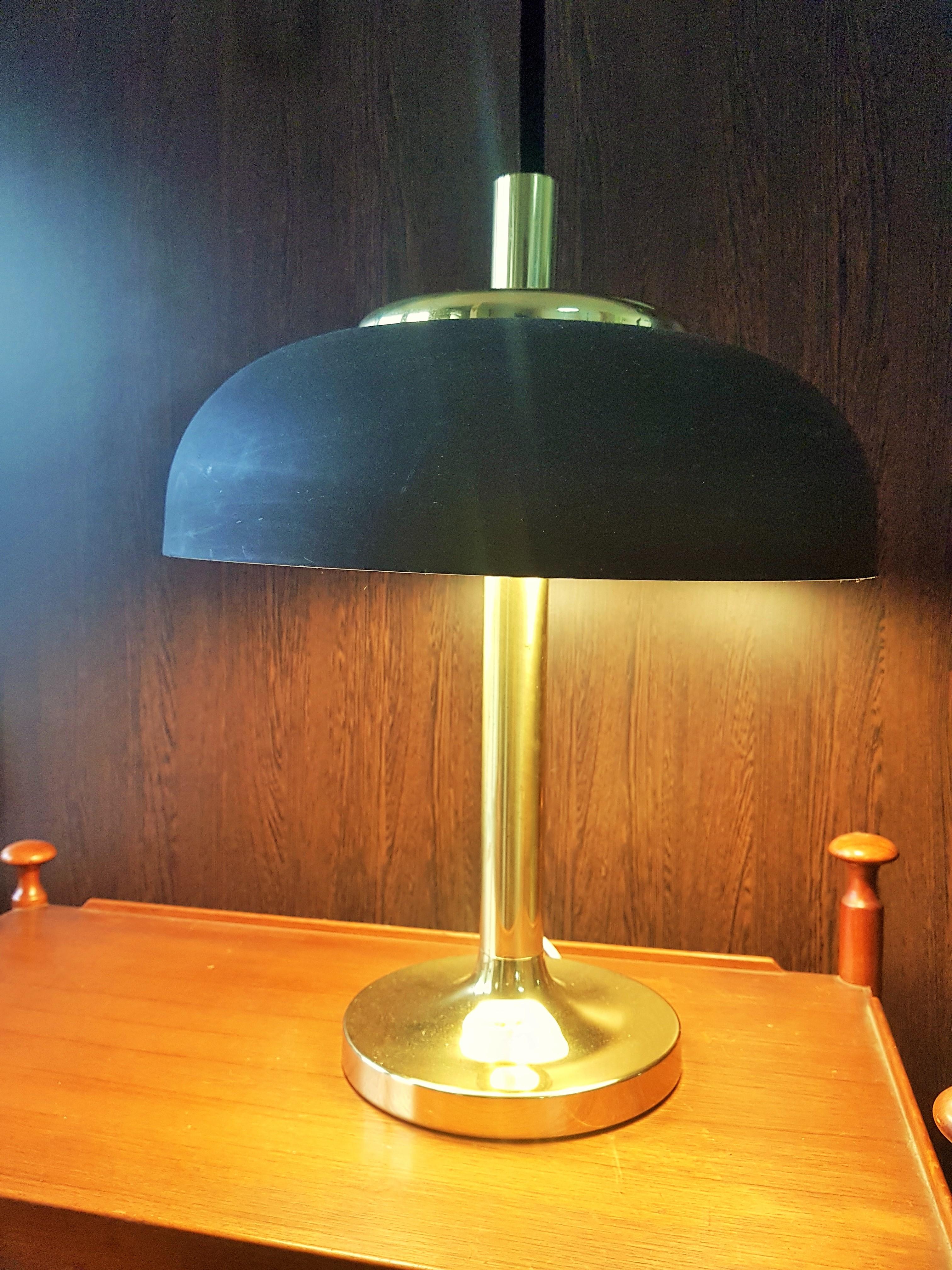 Mid-Century Hillebrand Brass Table Lamp Brown Shade, Germany, 1960s For Sale 10