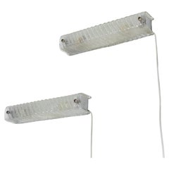 Mid-Century Hillebrand Leuchten Linear Slumped Glass Wall Sconce, Chrome