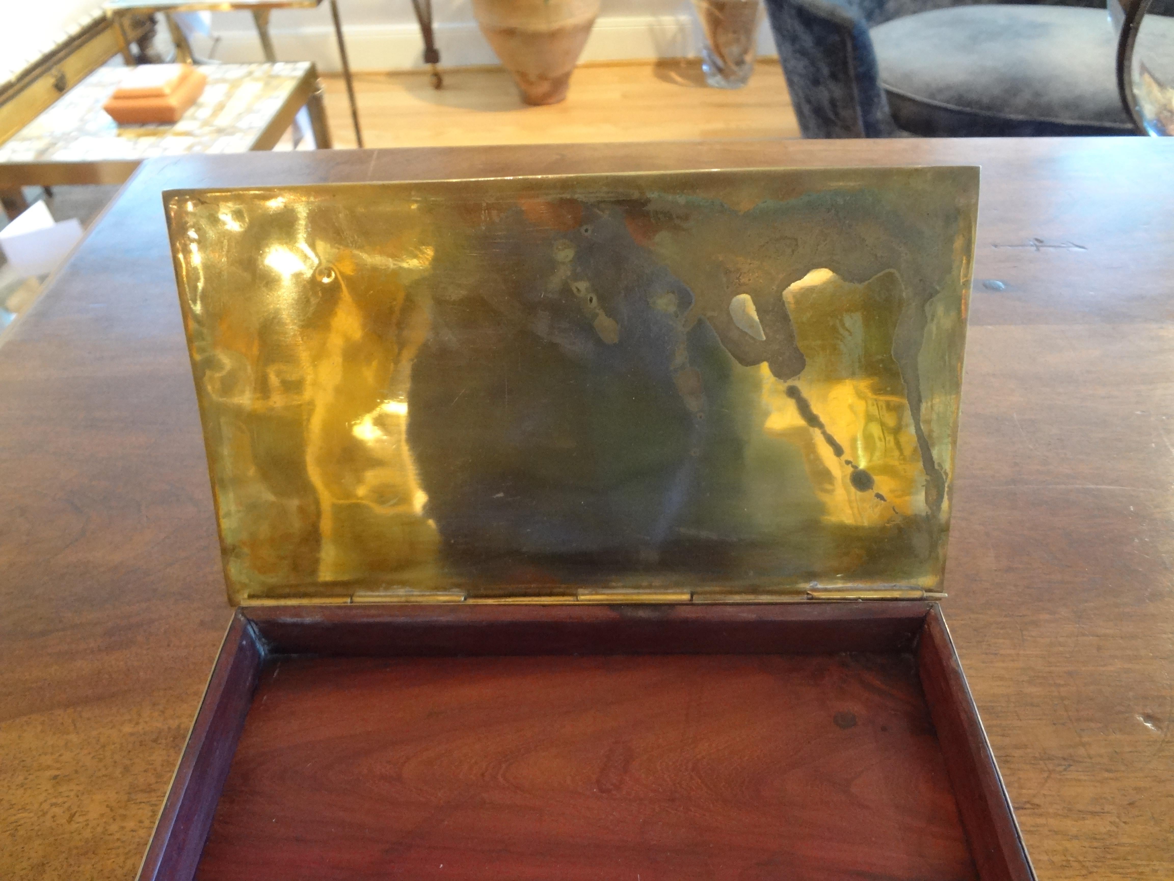 Mid Century Hinged Brass Box with Sealife In Good Condition In Houston, TX