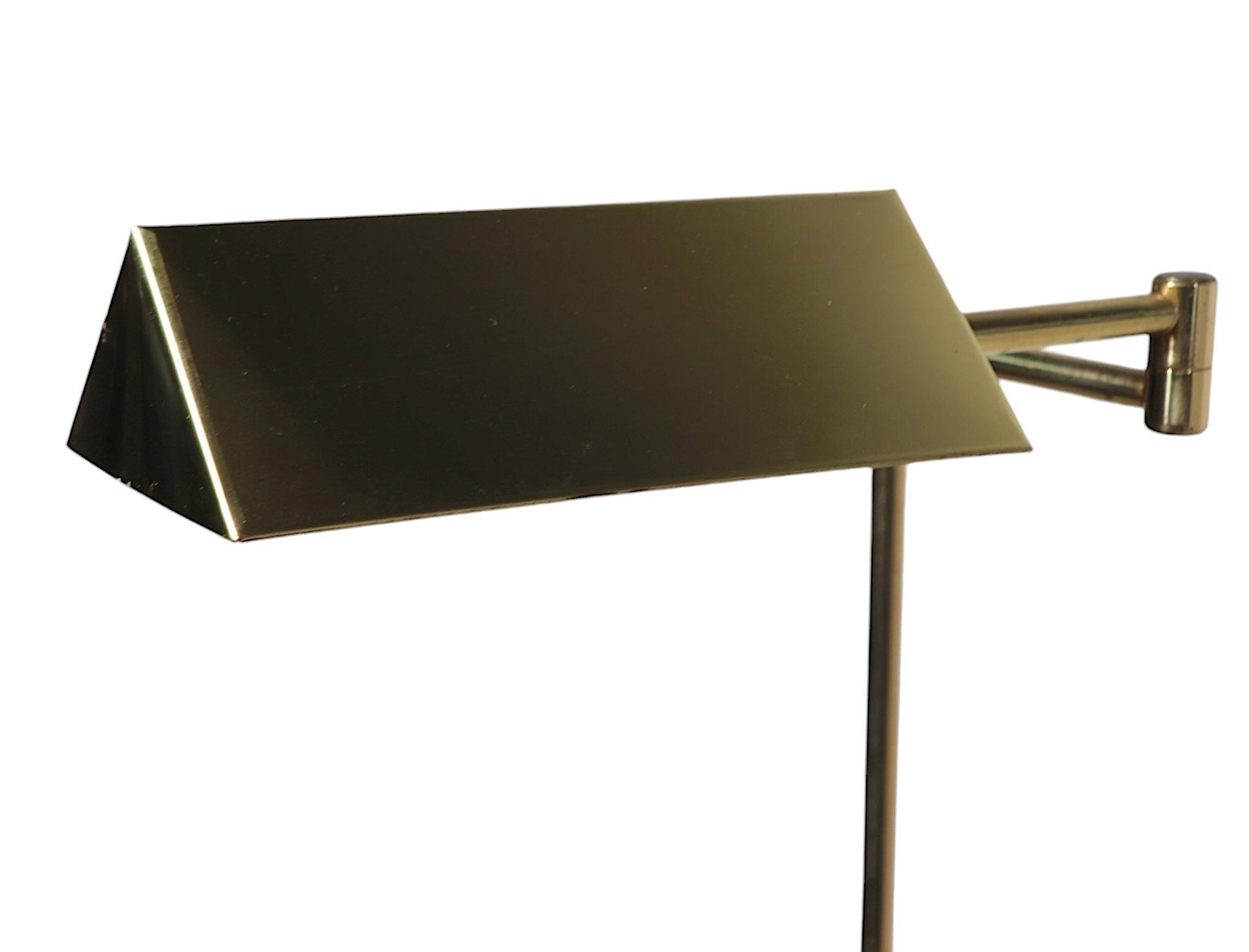 Mid Century Hollywood Regency Adjustable Brass Pharmacy Style Floor Lamp c 1970s 2