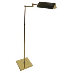 Mid Century Hollywood Regency Adjustable Brass Pharmacy Style Floor Lamp c 1970s