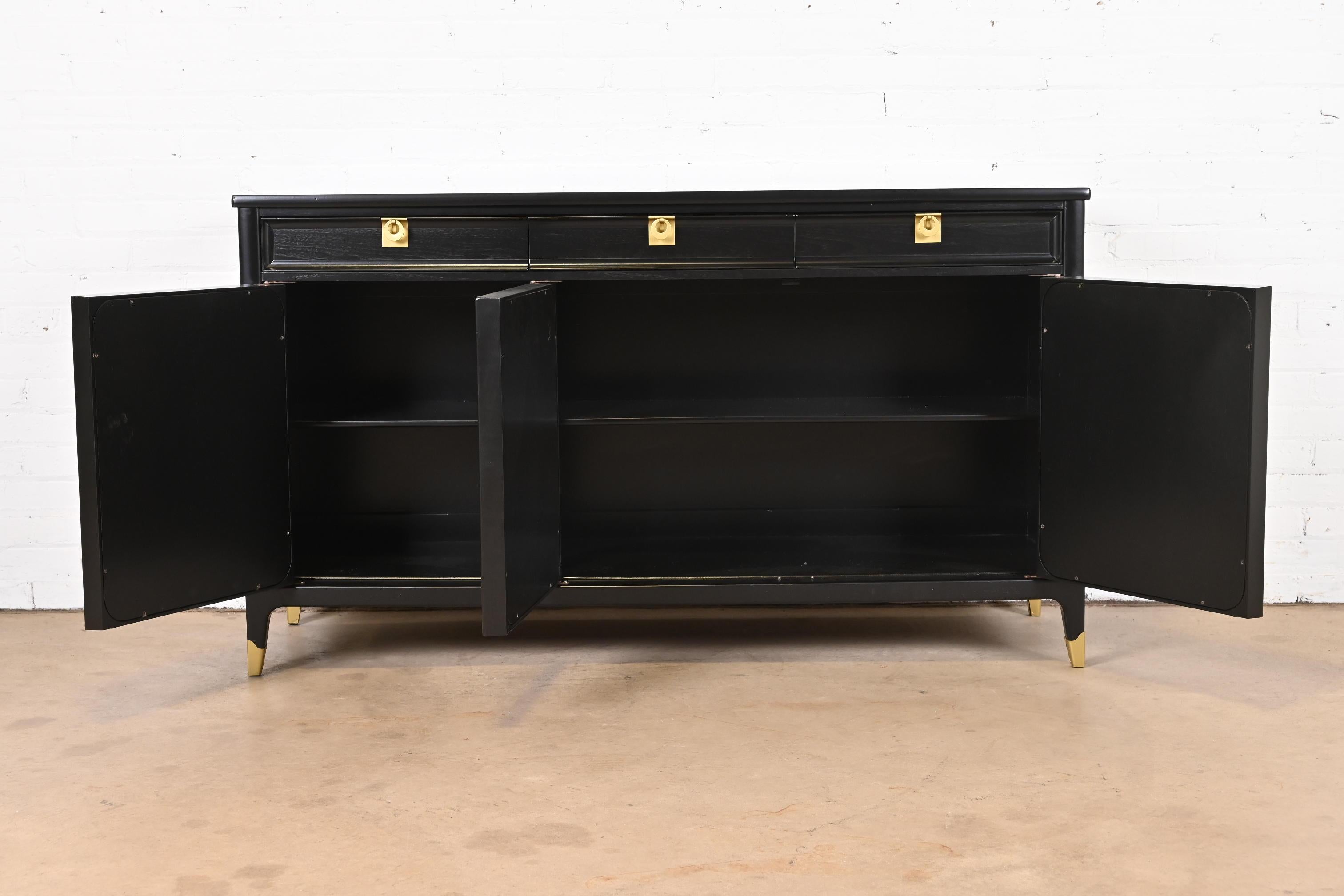 Mid-Century Hollywood Regency Black Lacquered Sideboard by White Furniture 4